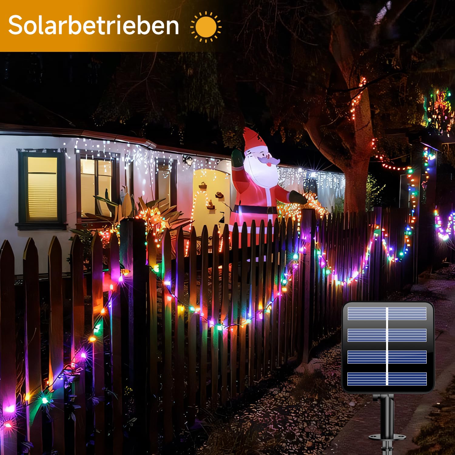 Solarna Girlanda LED Kolorowa Wodoodporna 8 Trybów 20M 200 LED IP65 ELECTIG — miniatura 4