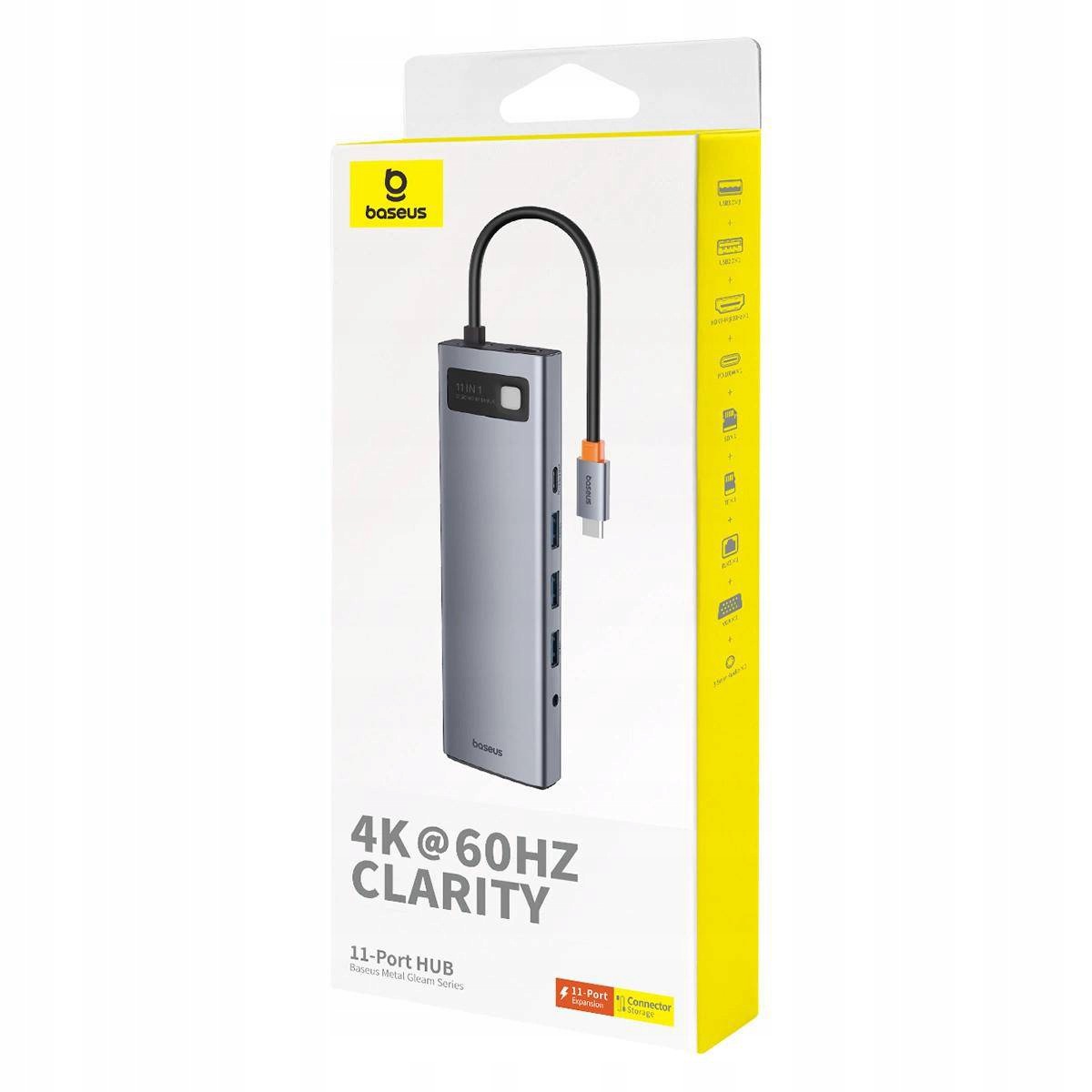 Hub 11W1 Baseus Metal Gleam Series Usb-c na Usb-c Pd 3x Usb-a 3.0 Usb-a