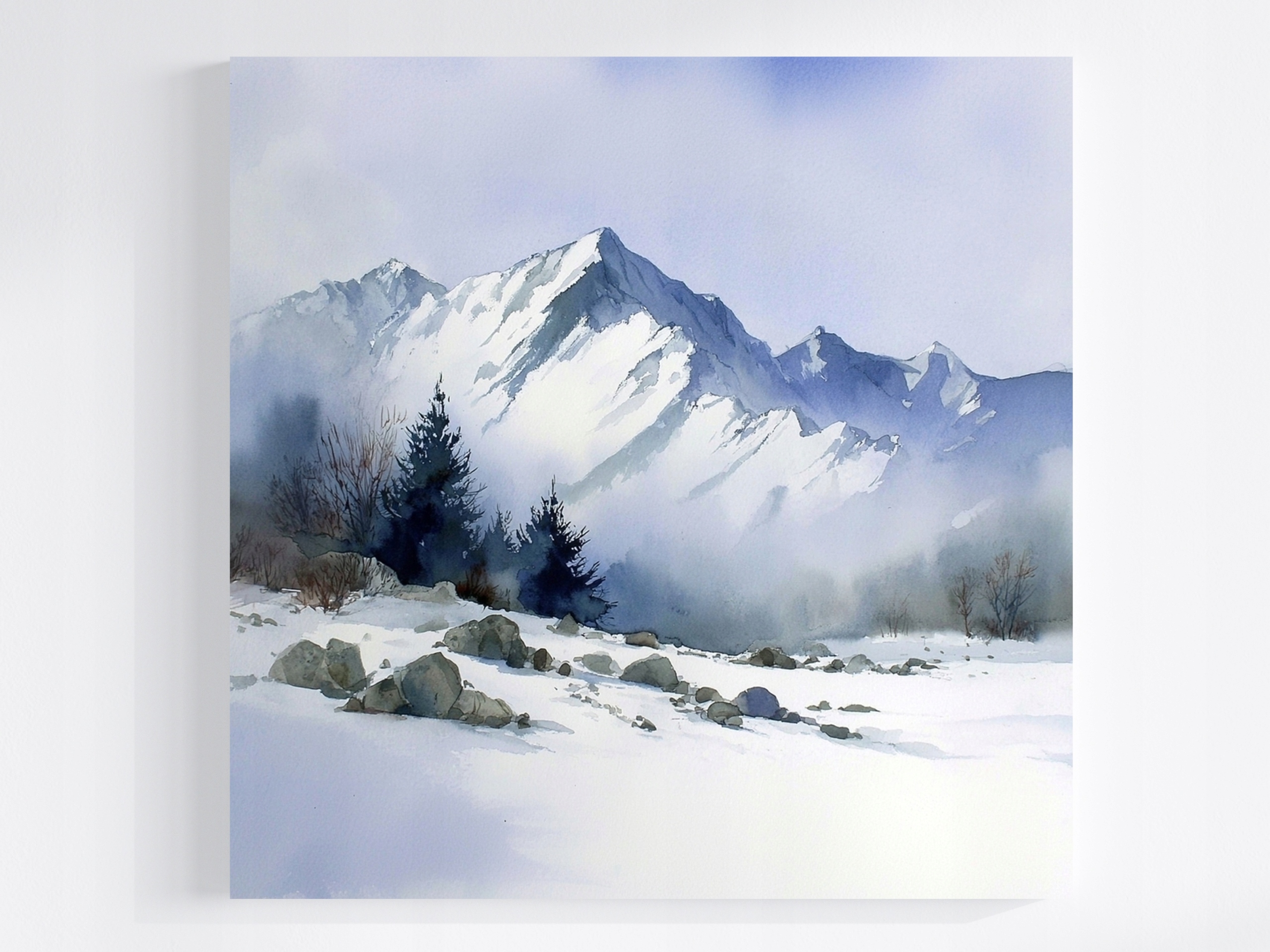 Obraz Na Plátně Canvas Krajina Pohled Na Hory Vrcholy Svahy Zima Sníh 60x60