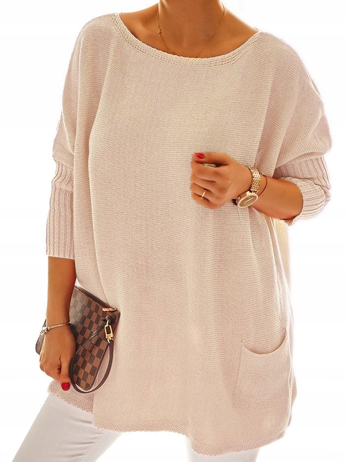 Velký svetr plus size oversize Nobis béžový