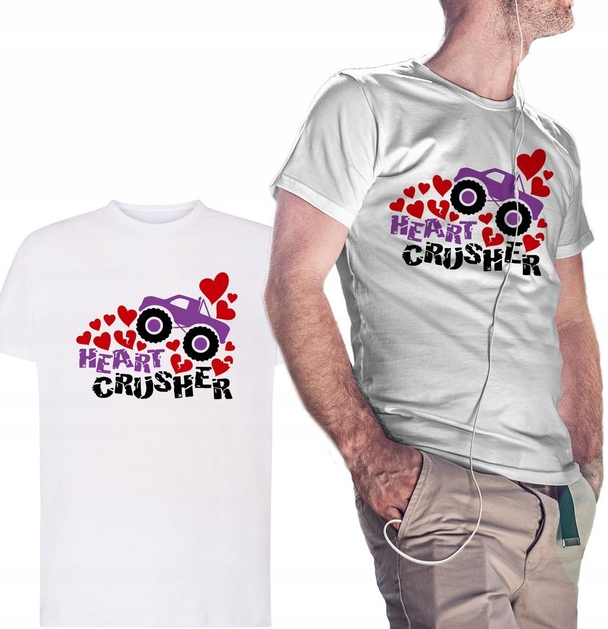 

Koszulka męska Heart Crusher, prezent, biała XL