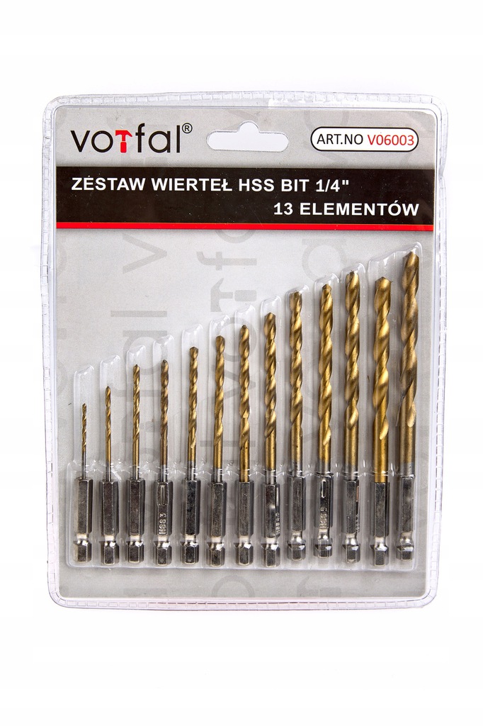 WIERTŁA DO METALU 1,5-6,5 HSS TYTAN HEX BITY 13SZT