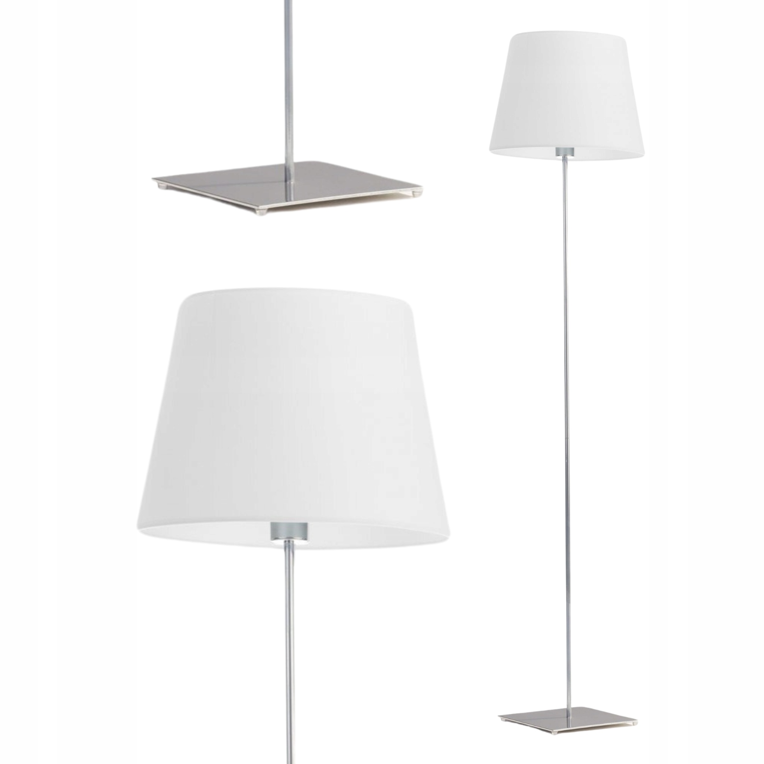 Lampa stojąca podłogowa biała Led E27 z abażurem do salonu sypialni