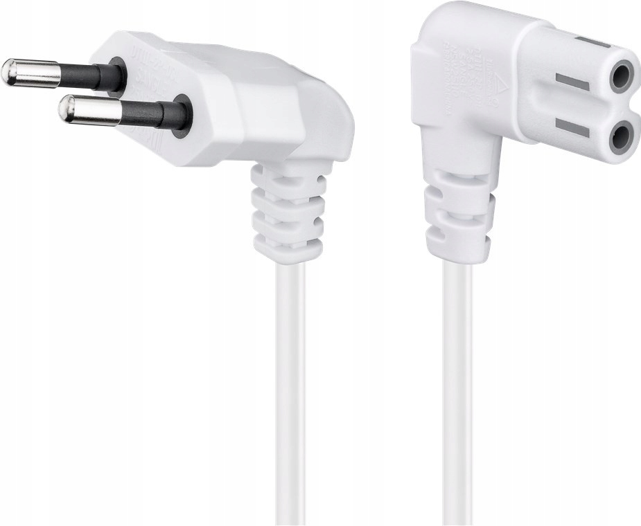 Kabel zasilający ósemka C7 Goobay 2x90 biały 5m kątowy