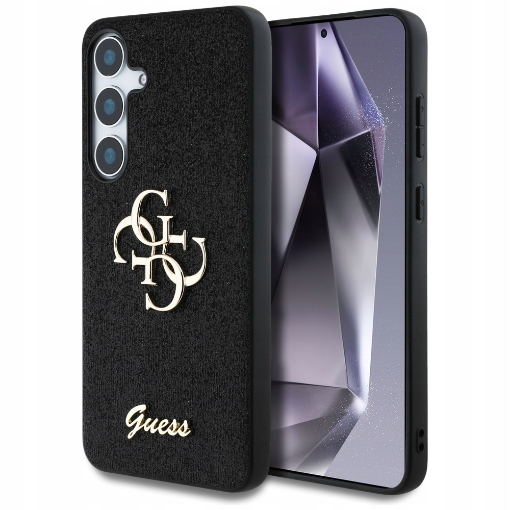 Pouzdro pro Samsung Galaxy S25 Guess Glitter Metal Logo černé
