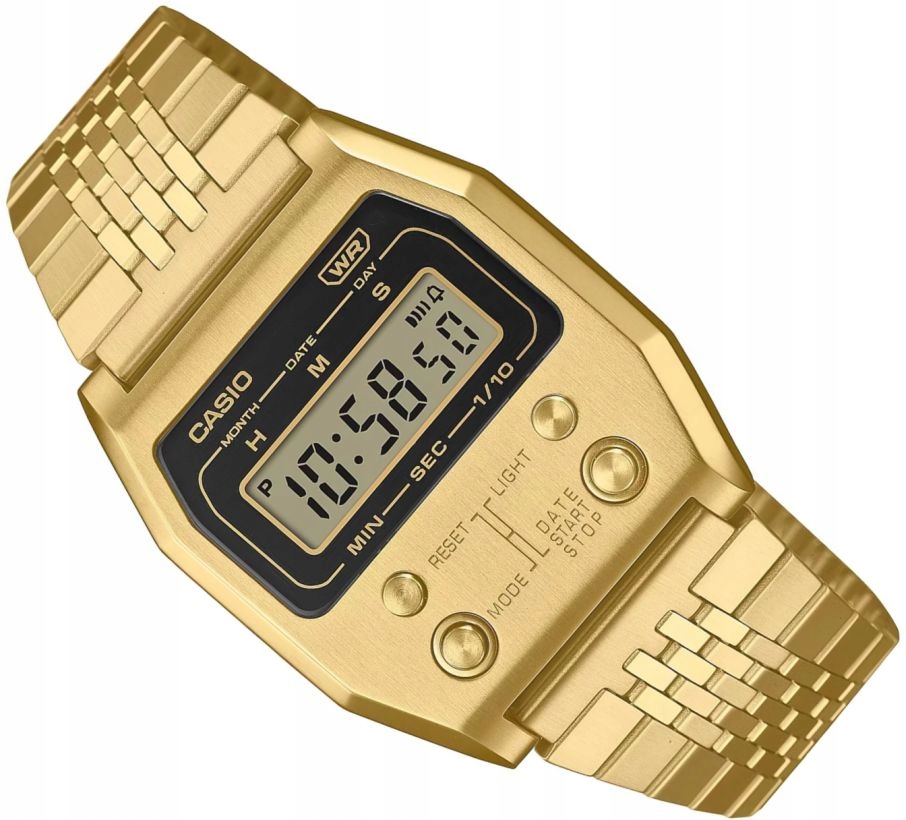 Zlatá Retro Klasika 70. Let Casio A1100G-5EF Digitální Vysoce Lesklý Led