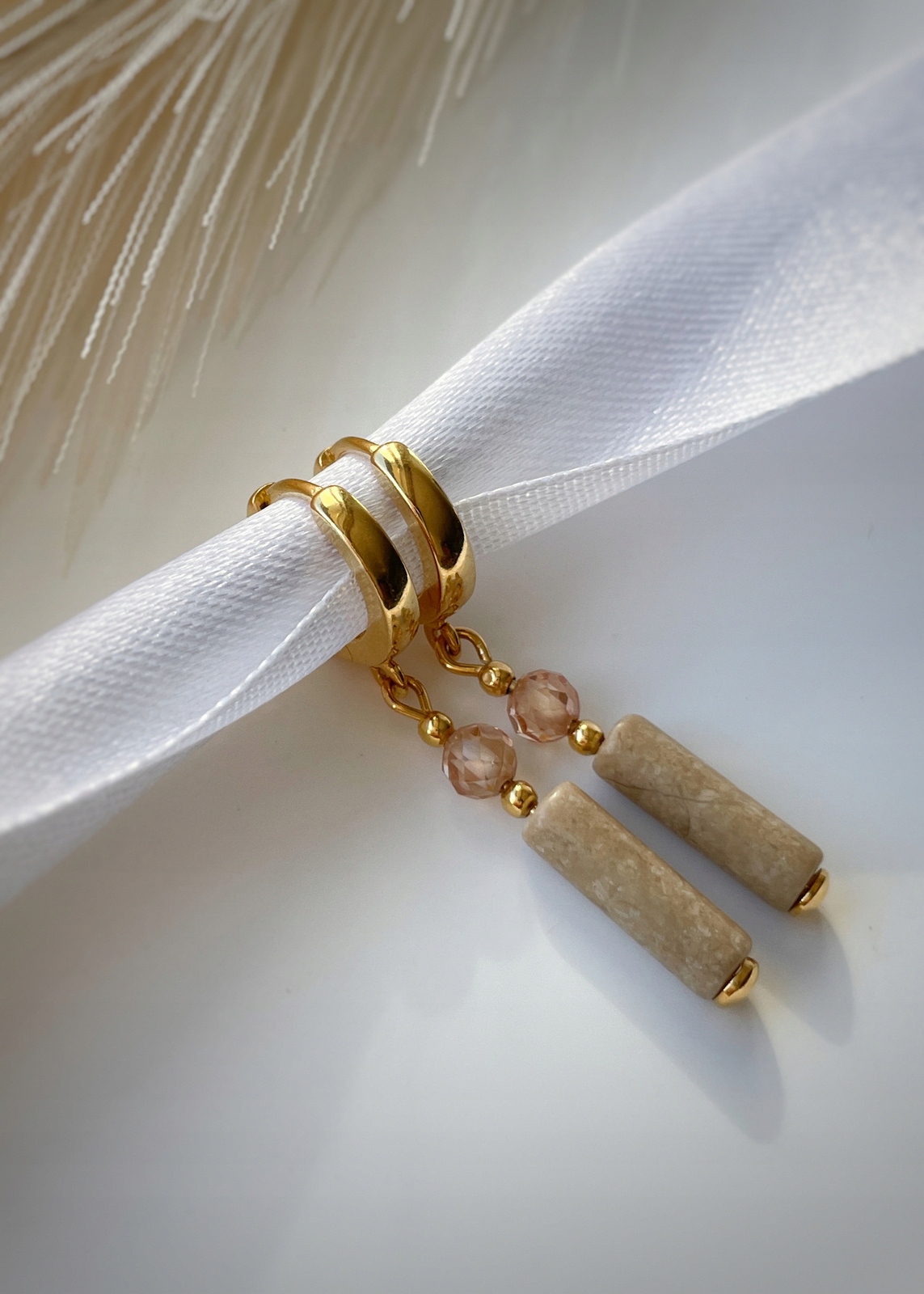 Náušnice pozlacené s jaspisem a zirkonem