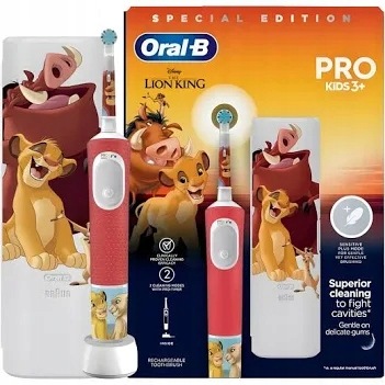 Oral-B elektryczna szczoteczka do zębów Pro Kids Król Lew dla dzieci z etui