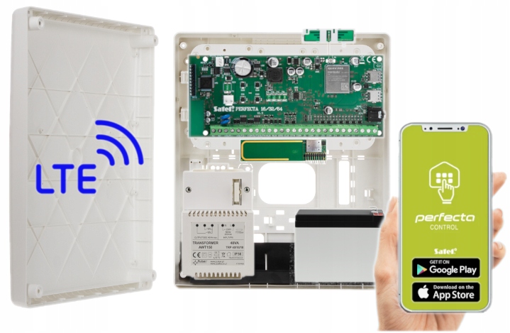 Alarm Do Domu Satel Perfecta 16 Lte Wrl 433Mhz Sms Aplikacja Zestaw 7AH