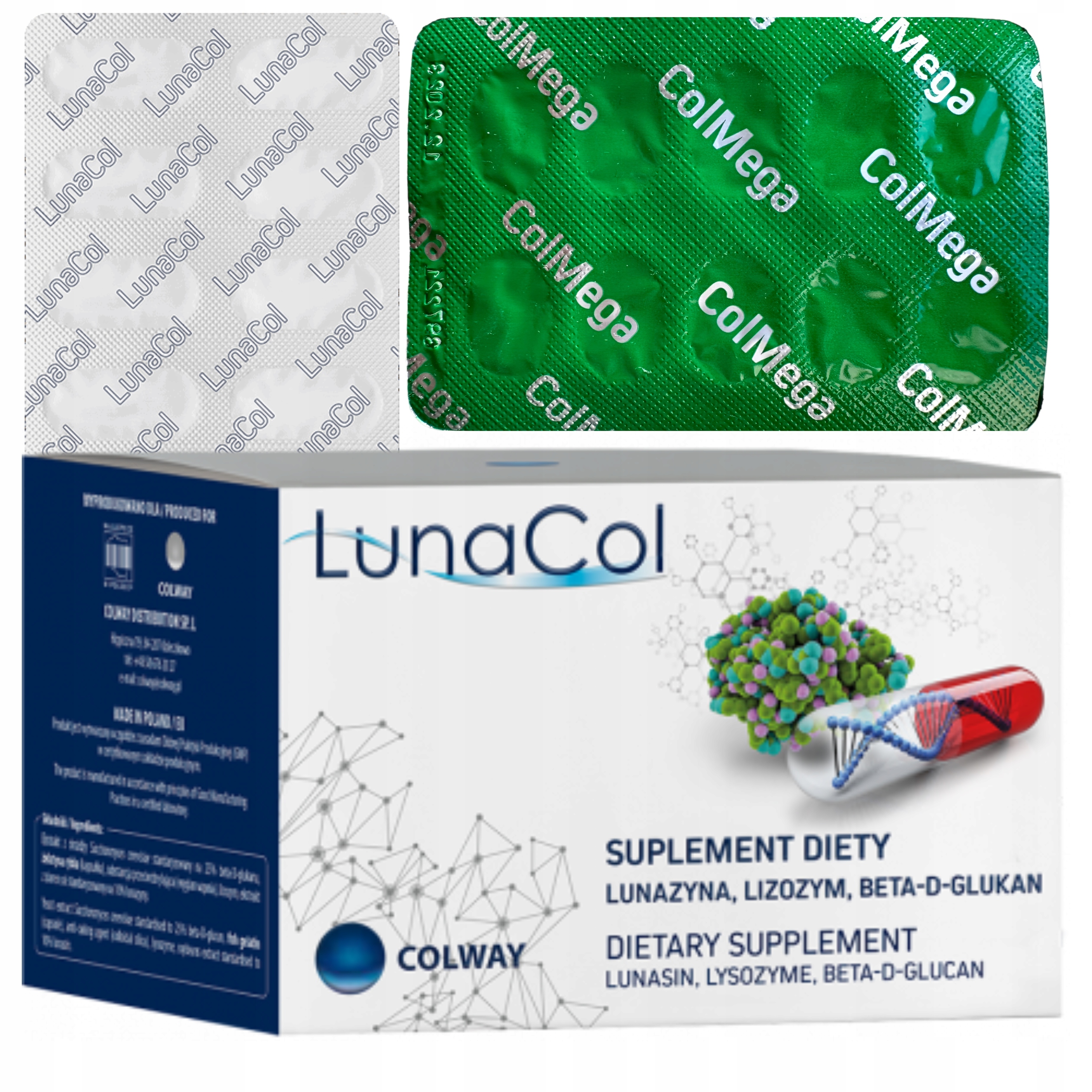 LunaCol COLWAY Lunazyna+ Lizozym (muramidaza) +Beta-D-Glukan 60 k.+ PREZENT