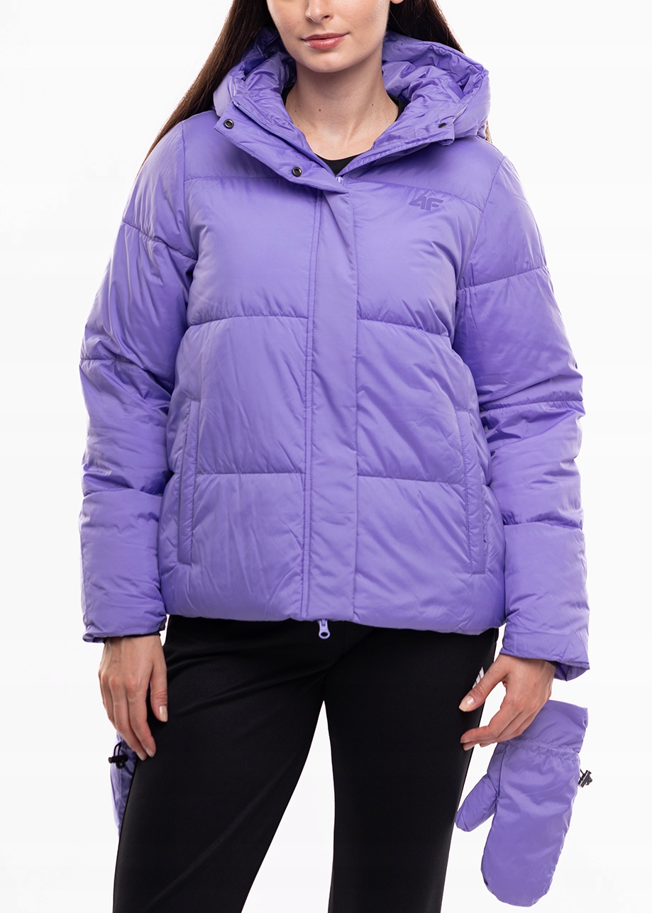 4F Dámská prošívaná bunda s kapucí teplá, lehká, zimní vel S
