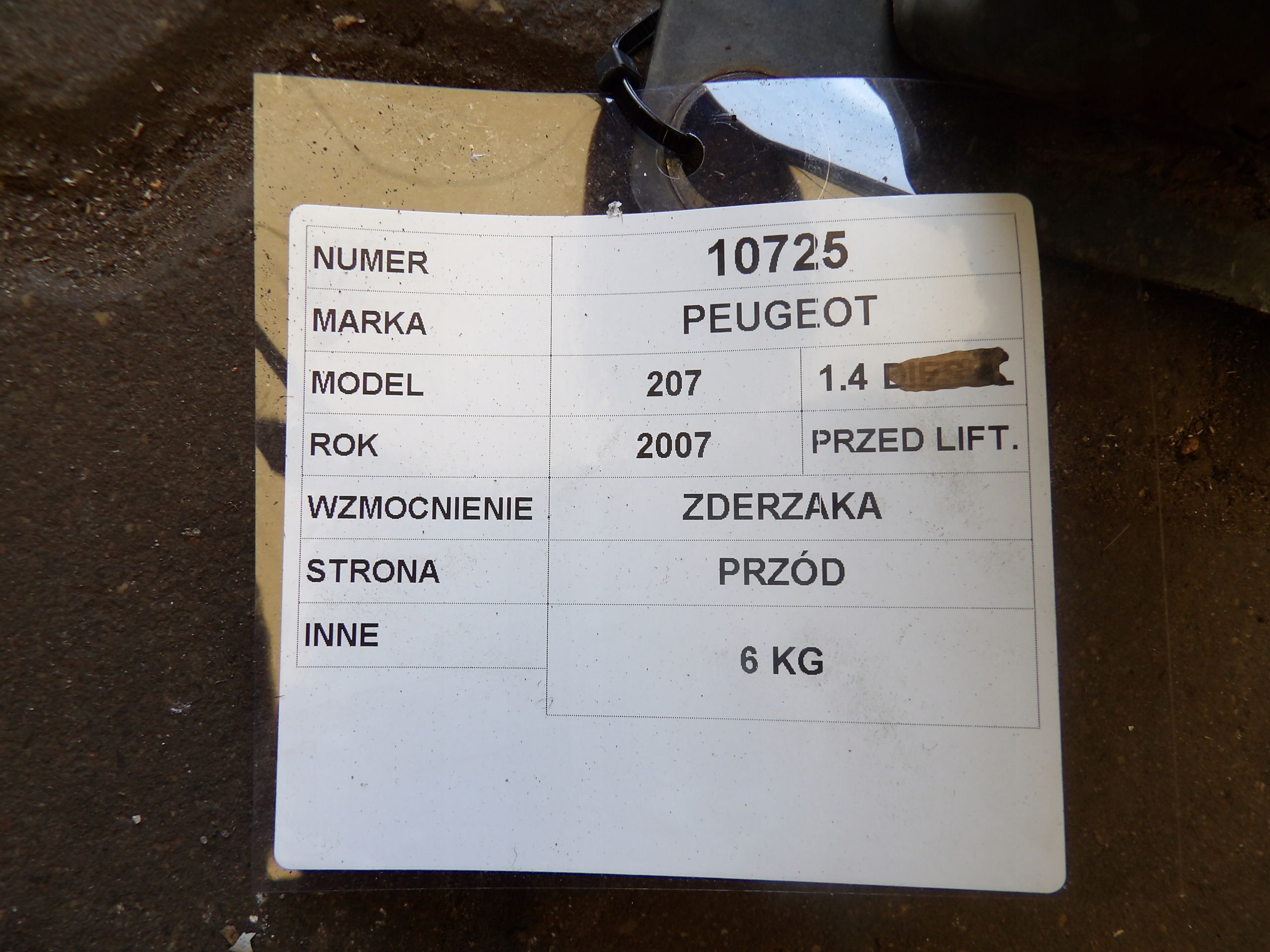 Peugeot 207 Traversa Paraurti Anteriore 1,4D