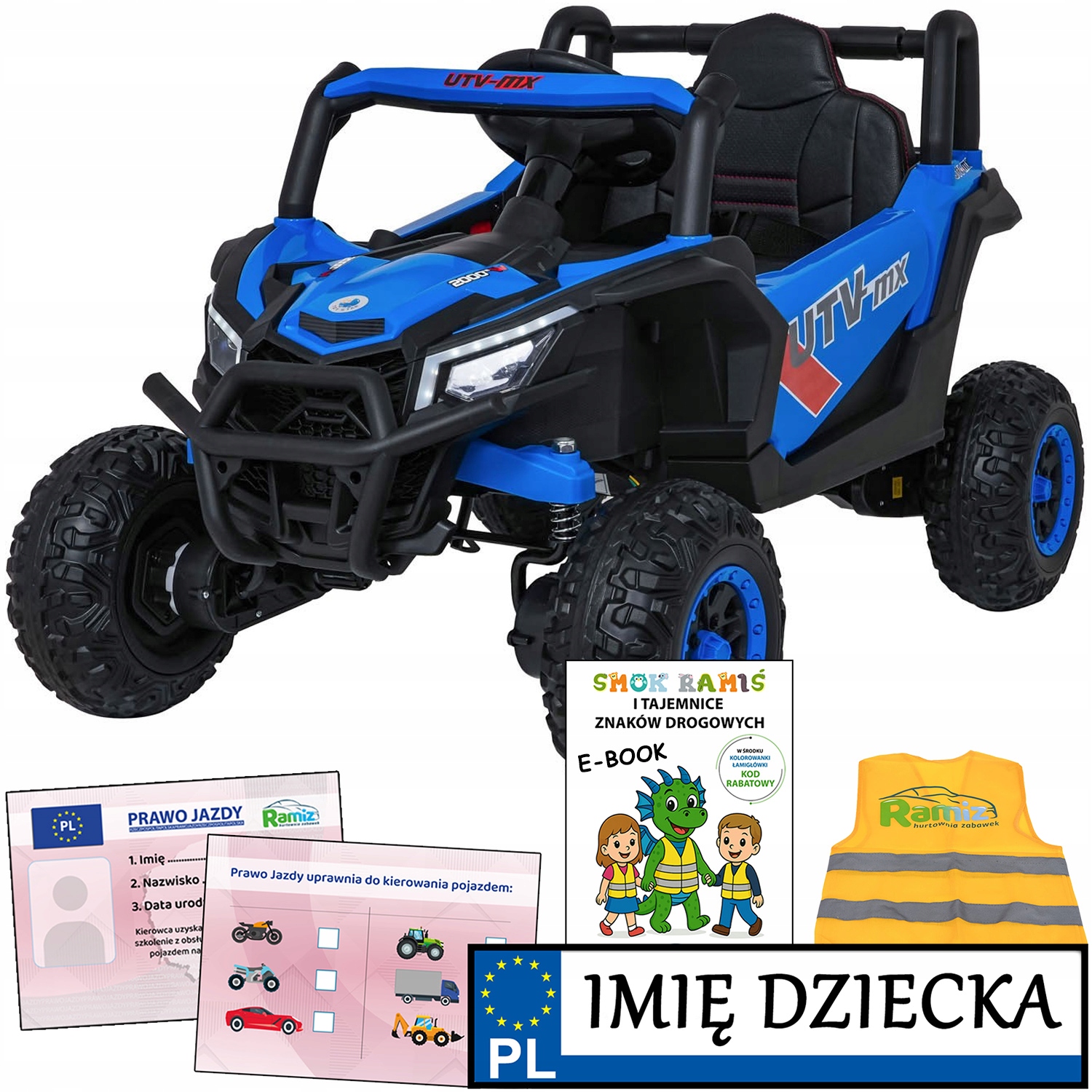 auto na akumulator dla chłopca Buggy Madman Utv-mx niebieski samochodzik