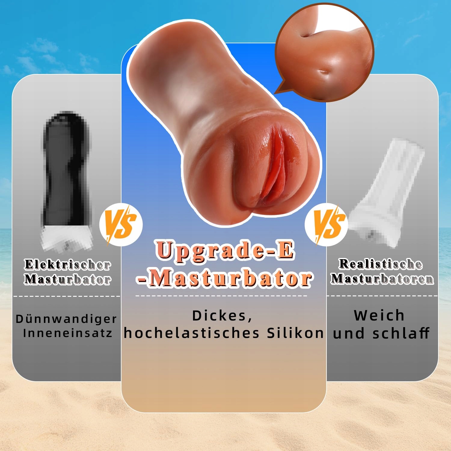 PREMIUM MASTURBATOR: 10 Trybów Wibracji, Realistyczna 3D Struktura — miniatura 3