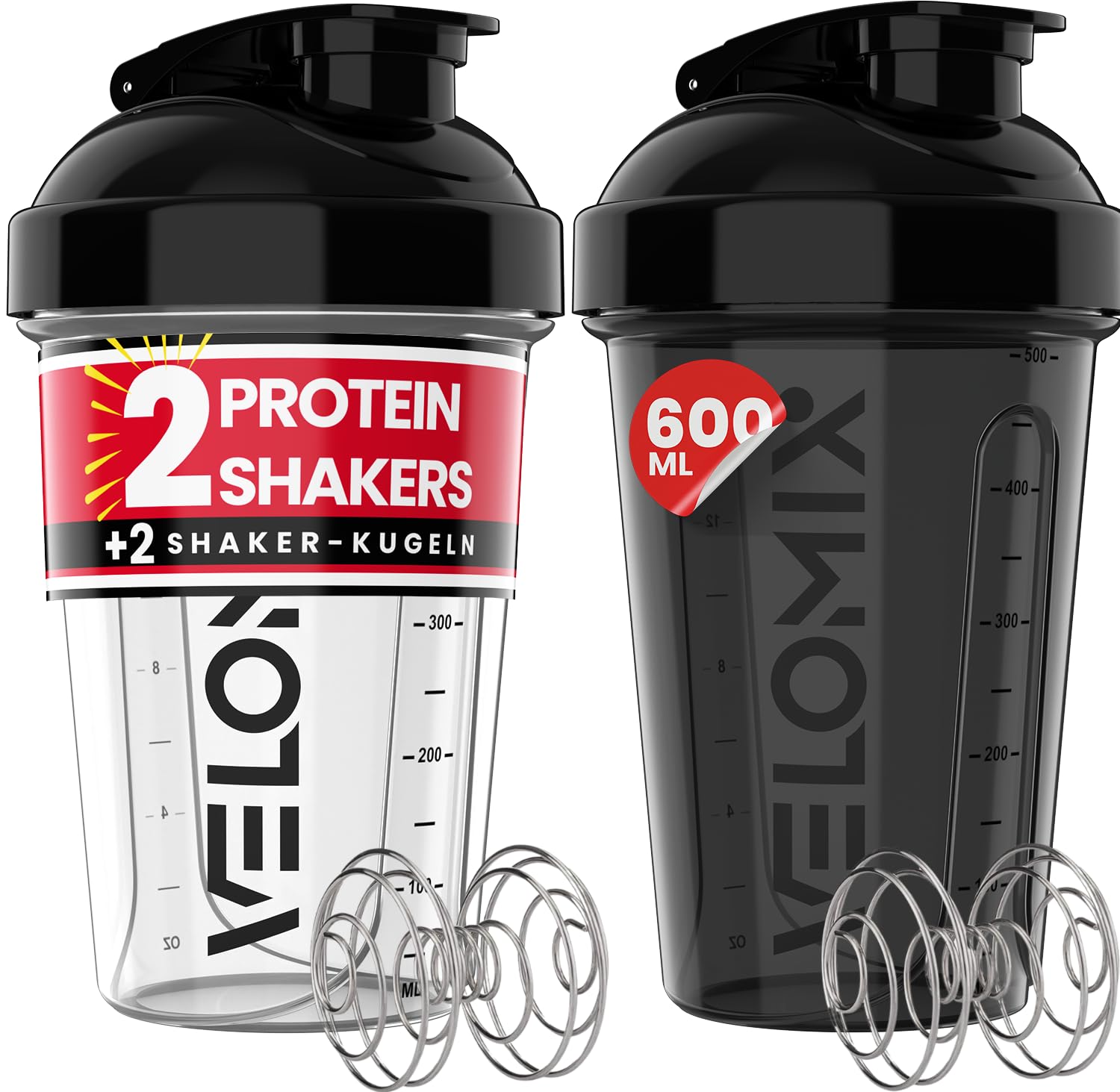Velomix 600ml shaker, nepropustný, černý transparentní