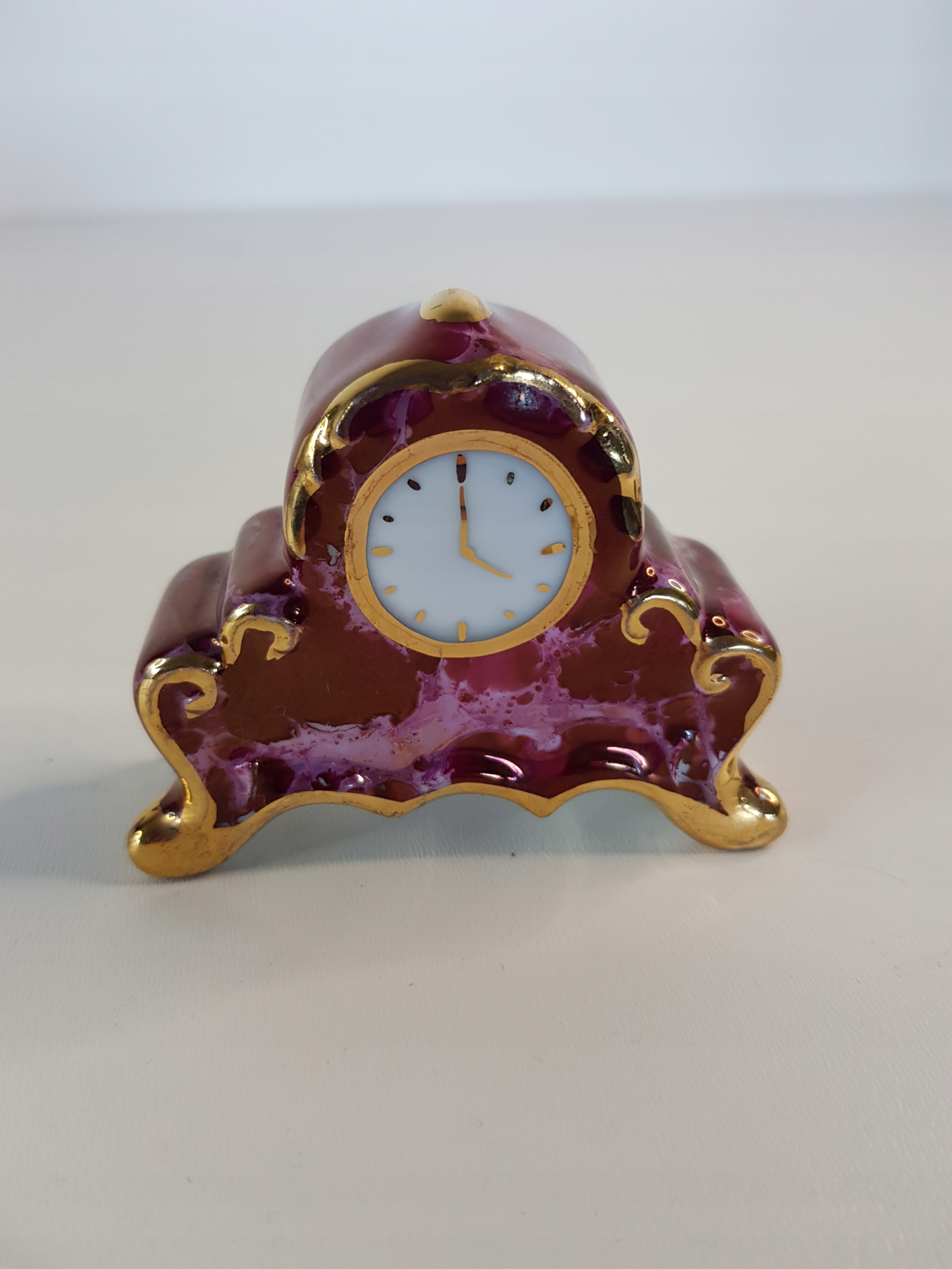 Zegar miniaturka porcelana ozdoba Limoges