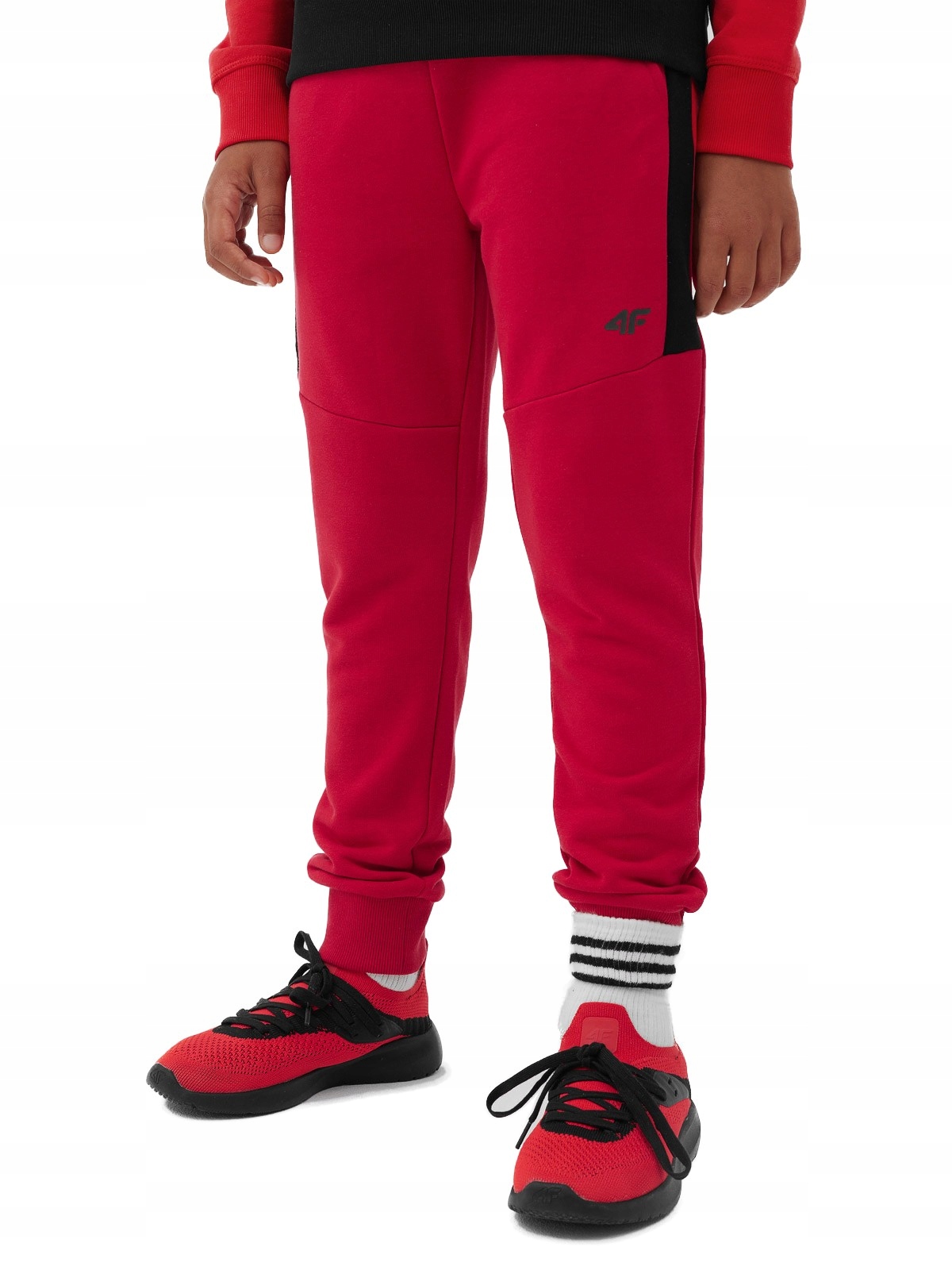 4F Spodnie Dresowe Chłopięce Joggery 4FJAW23TTROM414-62S Czerwone 140 cm.