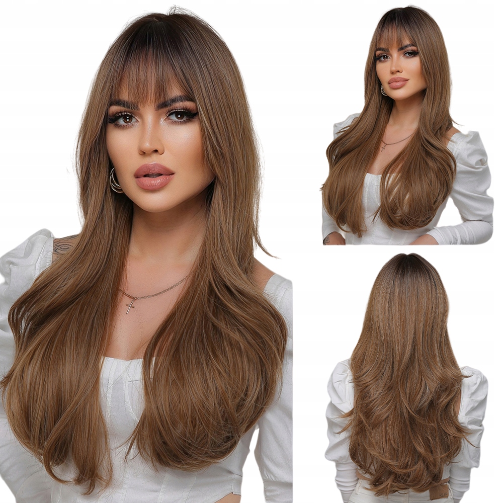 Paruka Bronz Dlouhá Vlasy Vlny Přírodní S Hřívou