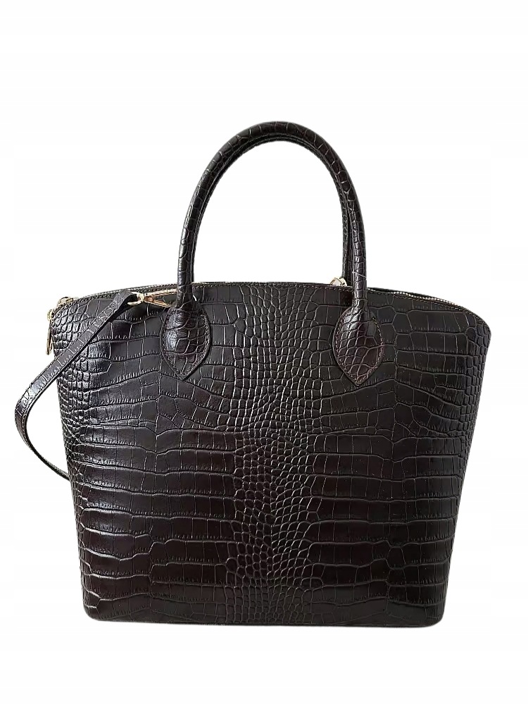 Kabelka shopper kufřík, kožený čokoládový design