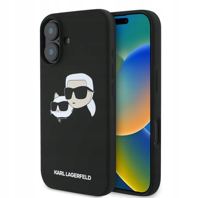 Karl Lagerfeld Pouzdro MagSafe Silicone Double Heads pro iPhone 16 Plus, černé