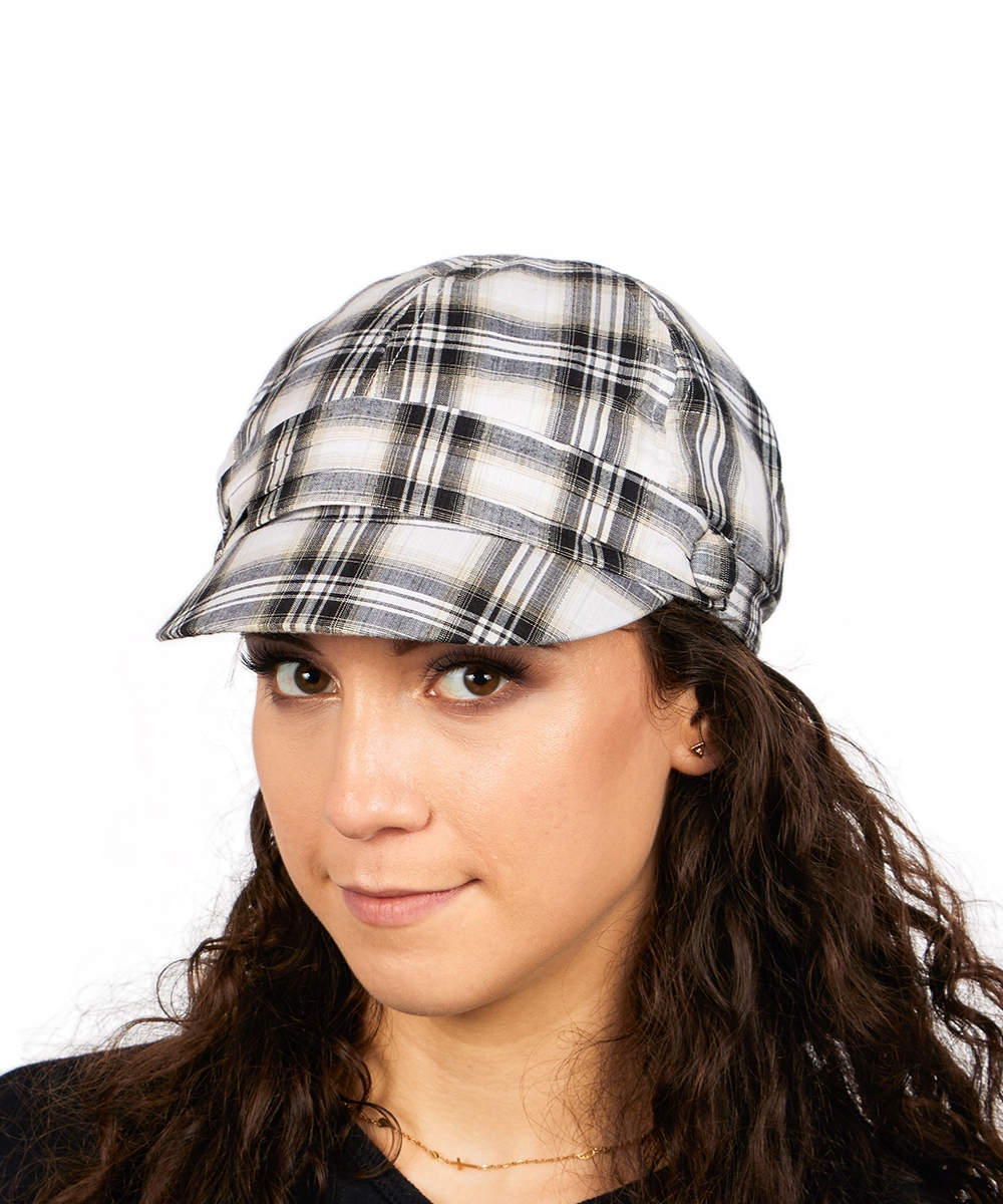 

Kaszkiet Damski Angielska Kratka Bawełna Czarny