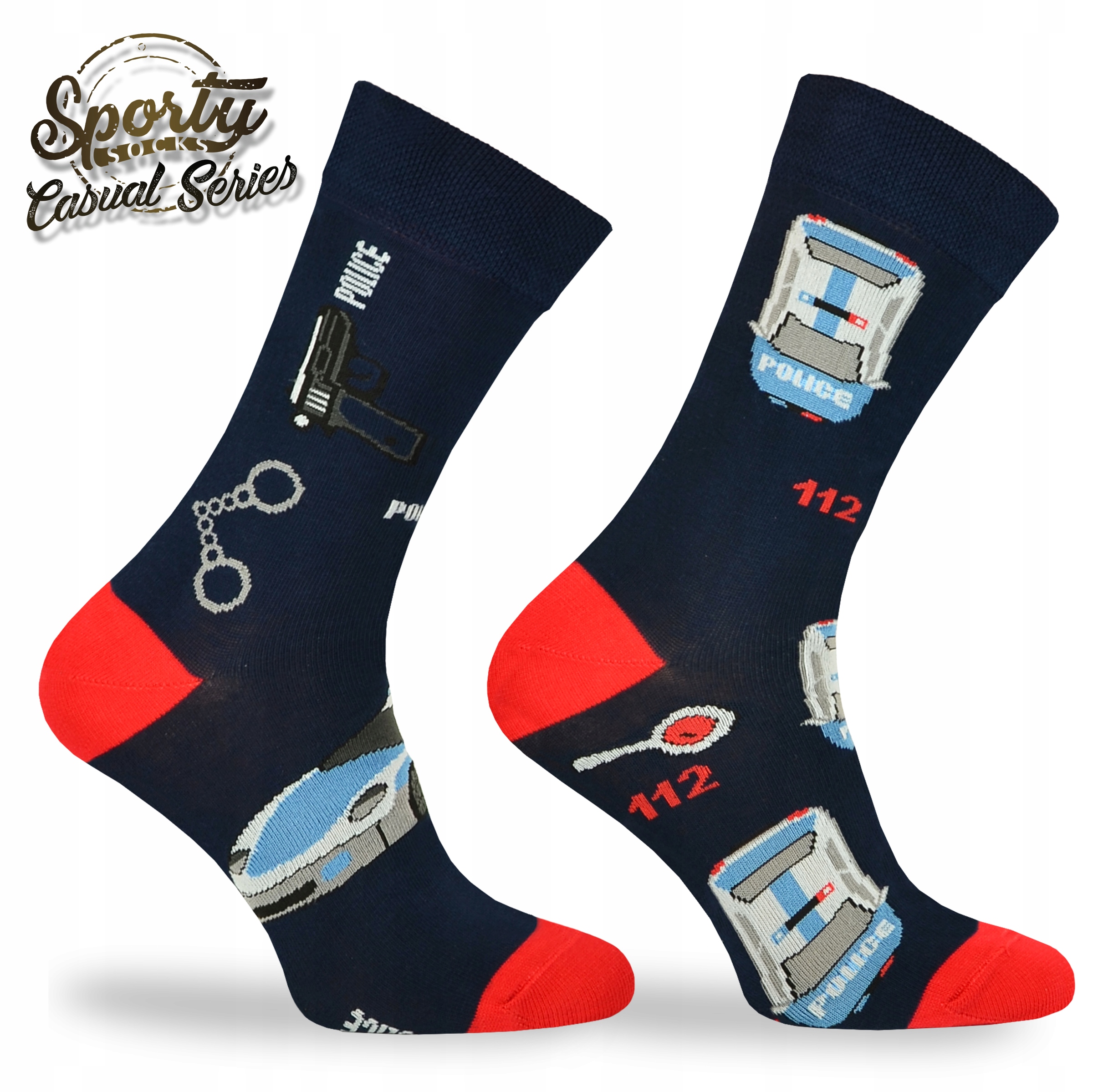 Kolorowe asymetryczne skarpetki – wz. POLICJA Rozmiar 39-42