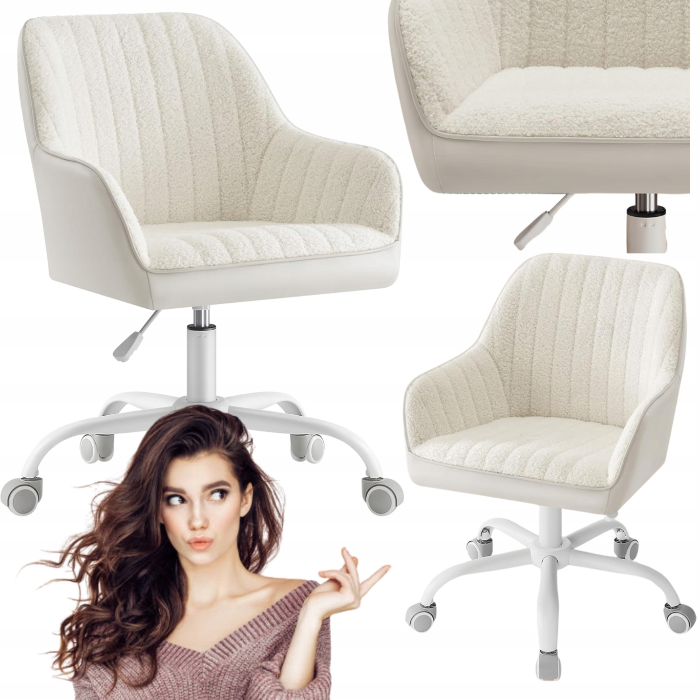 Fotel obrotowy Songmics biały