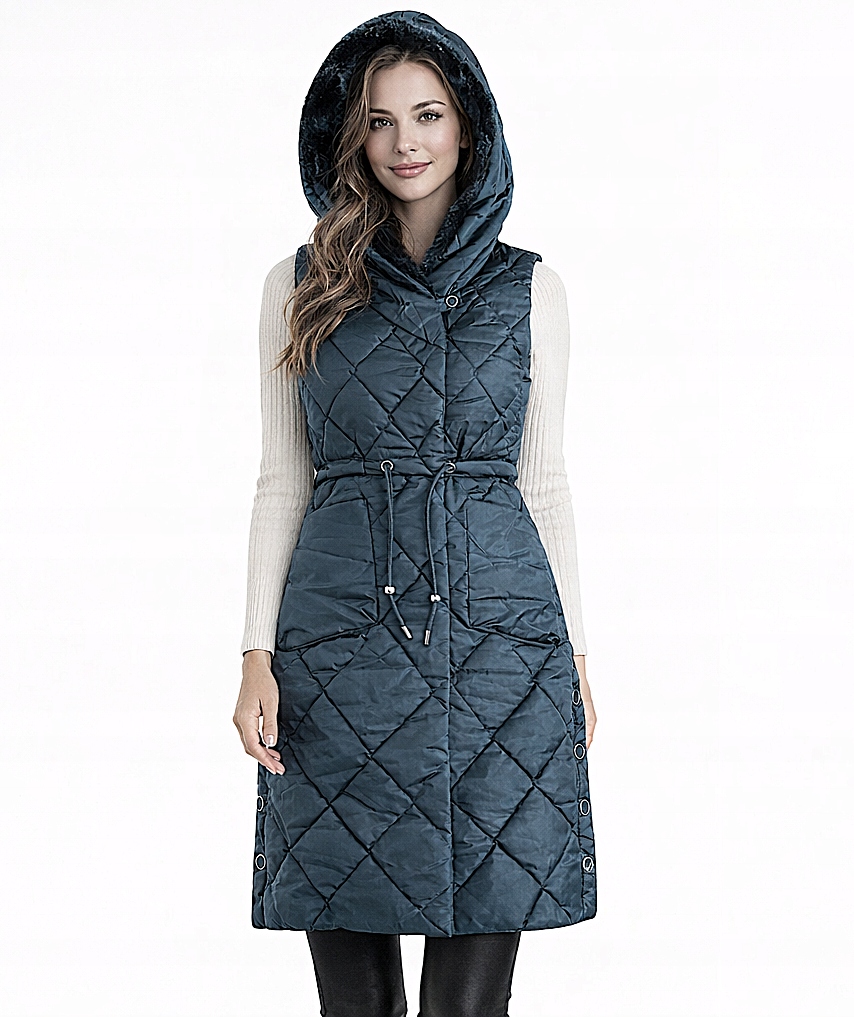 dámská vesta vesta dlouhá zateplená s kapucí na medvídkovi vel 3XL