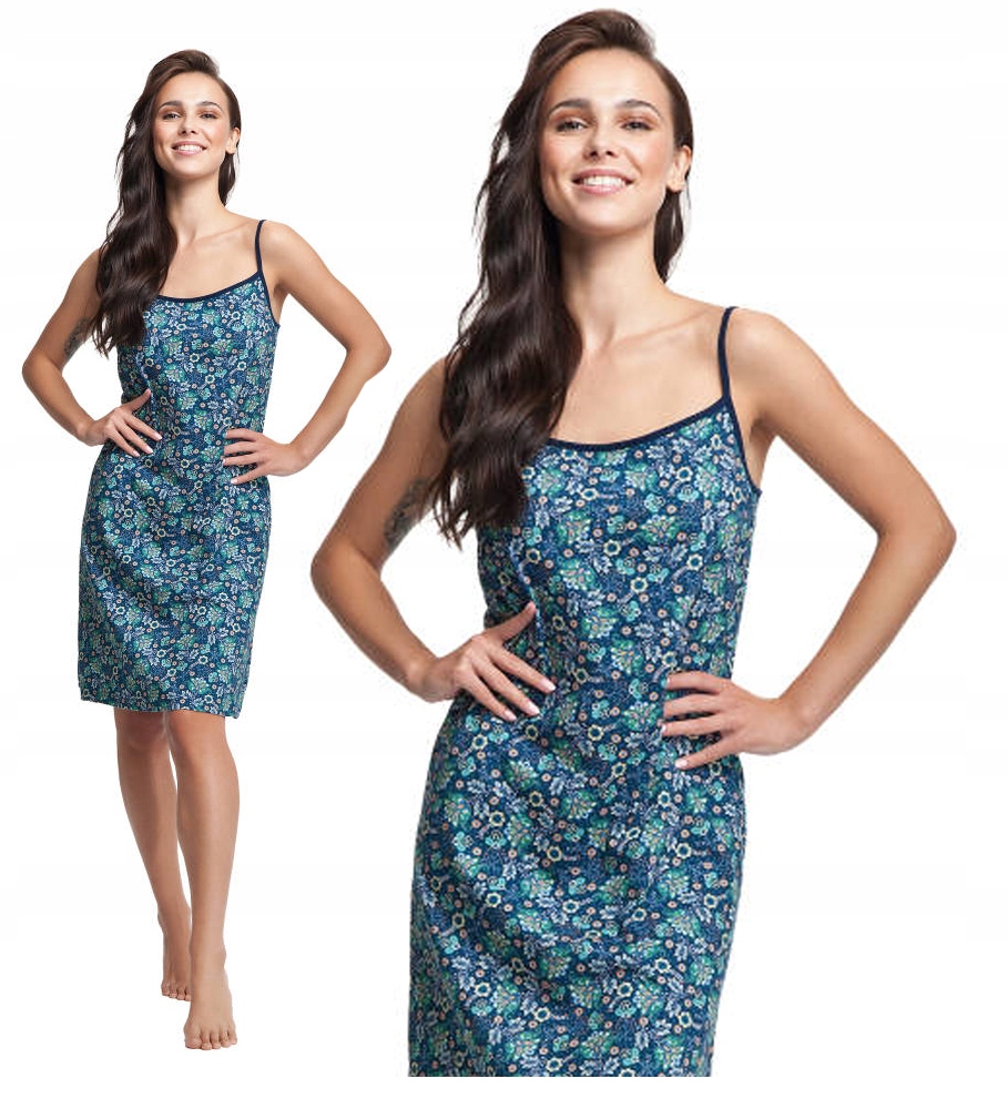 

koszula nocna bawełniana Luna 102 w kwiaty XXL