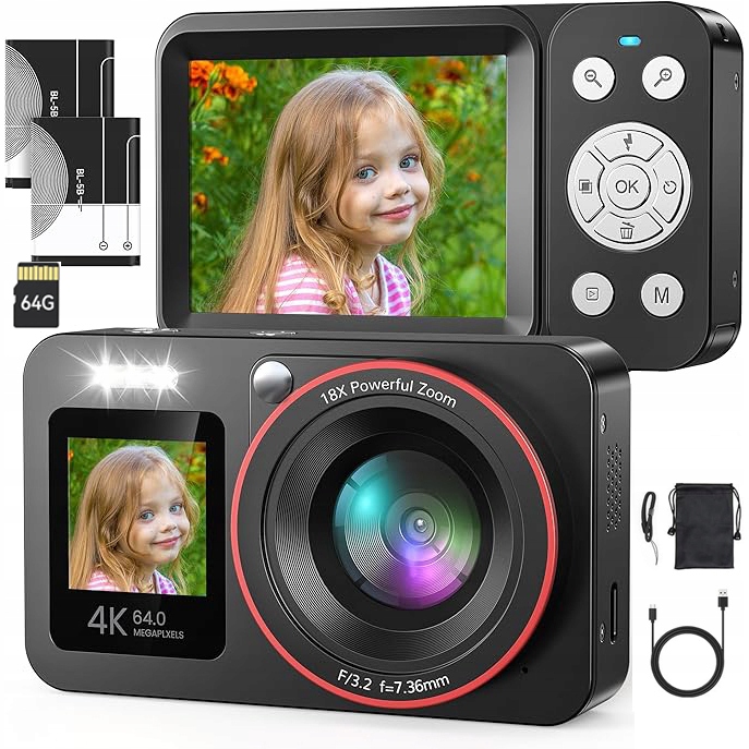 Přenosný Digitální Fotoaparát 18X Zoom 2 Baterie V Balení