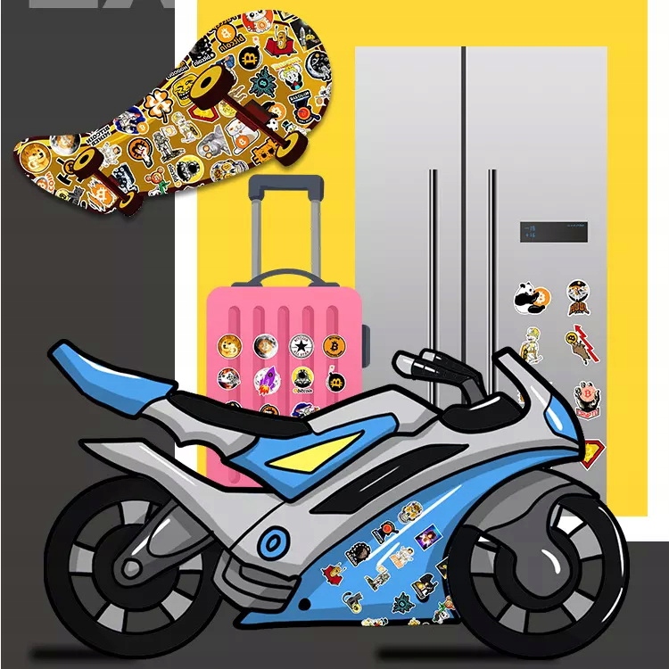 NAKLEJKI WODOODPORNE NA ROWER LAPTOP BIDON KASK MIX HIPIS 50szt Marka inna