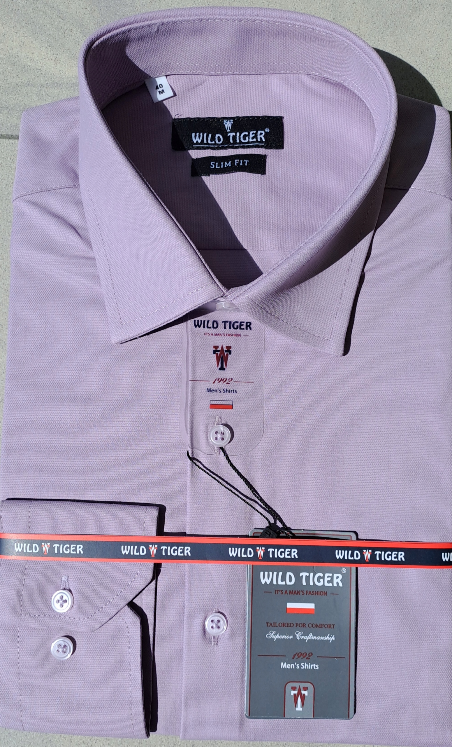 Pánská Vřesová Košile Světlá Hladká Elegantní Bavlna S Elastanem Slim M/40