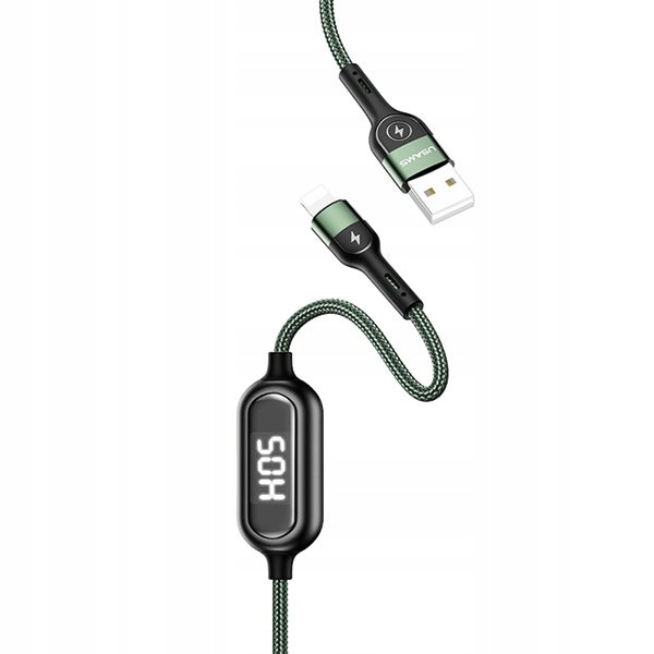 Usams Kabel pleciony U48 Lightning 1,2m 2A Led zielony SJ423USB02