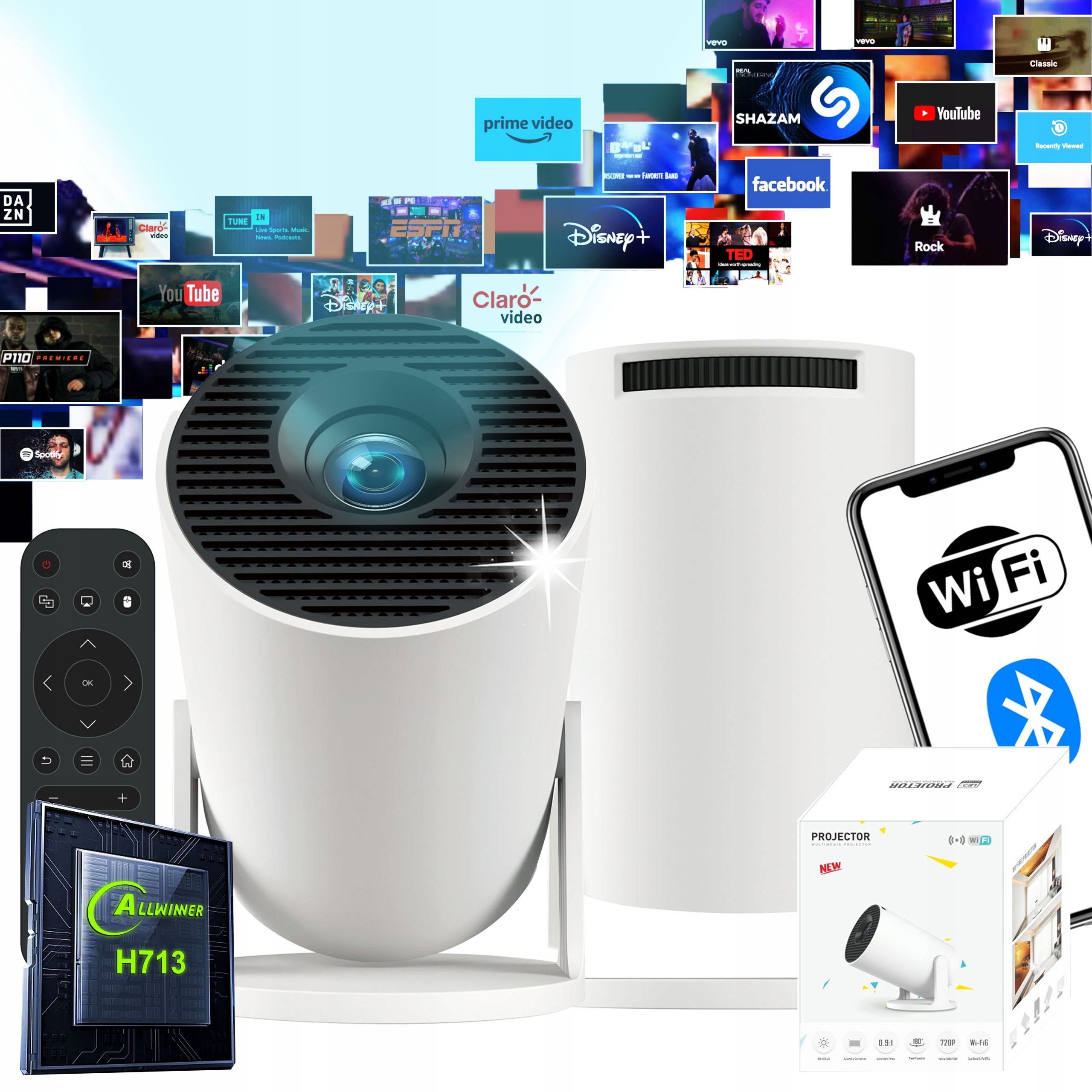 Projektor multimedialny Android Led korekcja obrazu HY300 Pro+