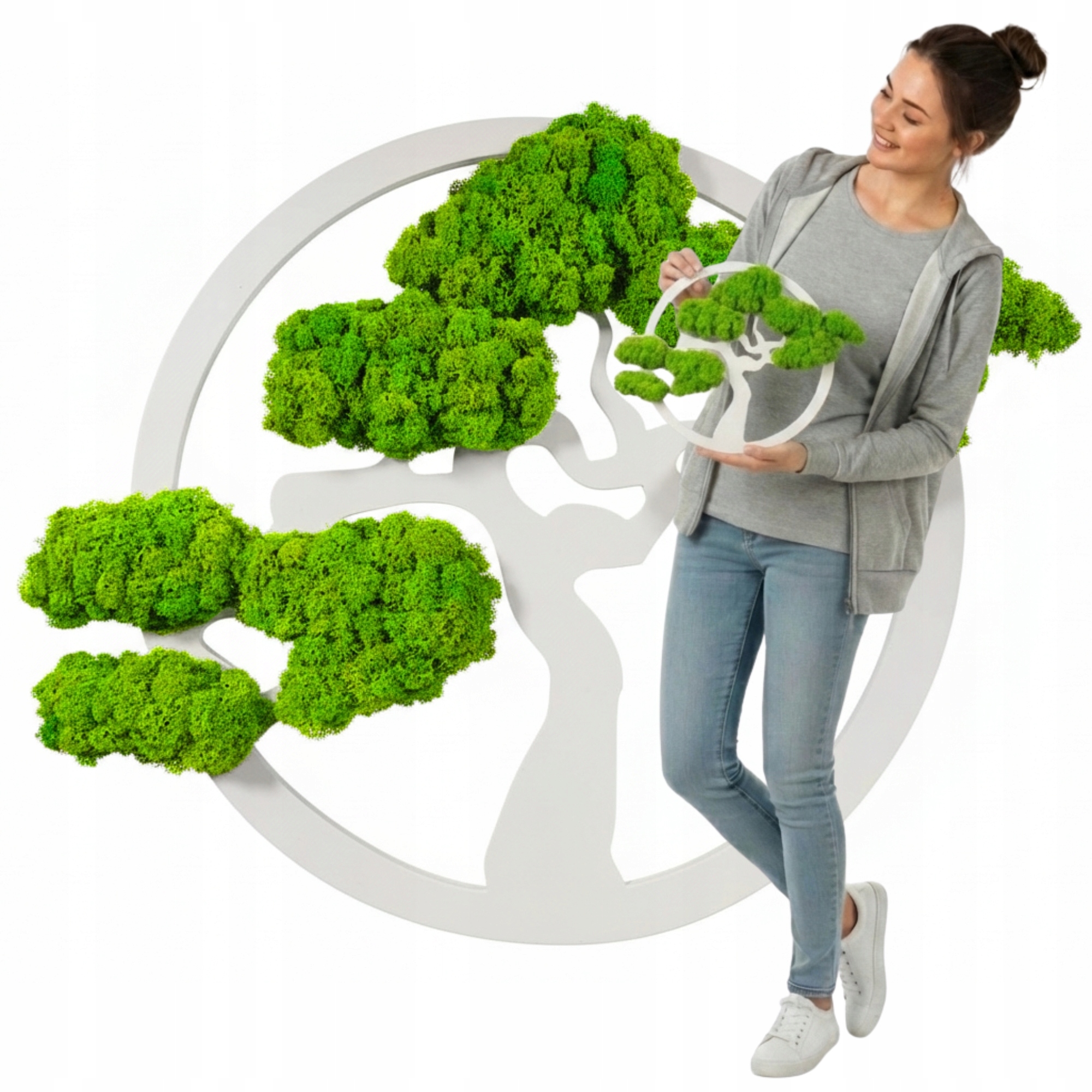 Stromek Štěstí z mechu chrobotka Bonsai k zavěšení sobí mech