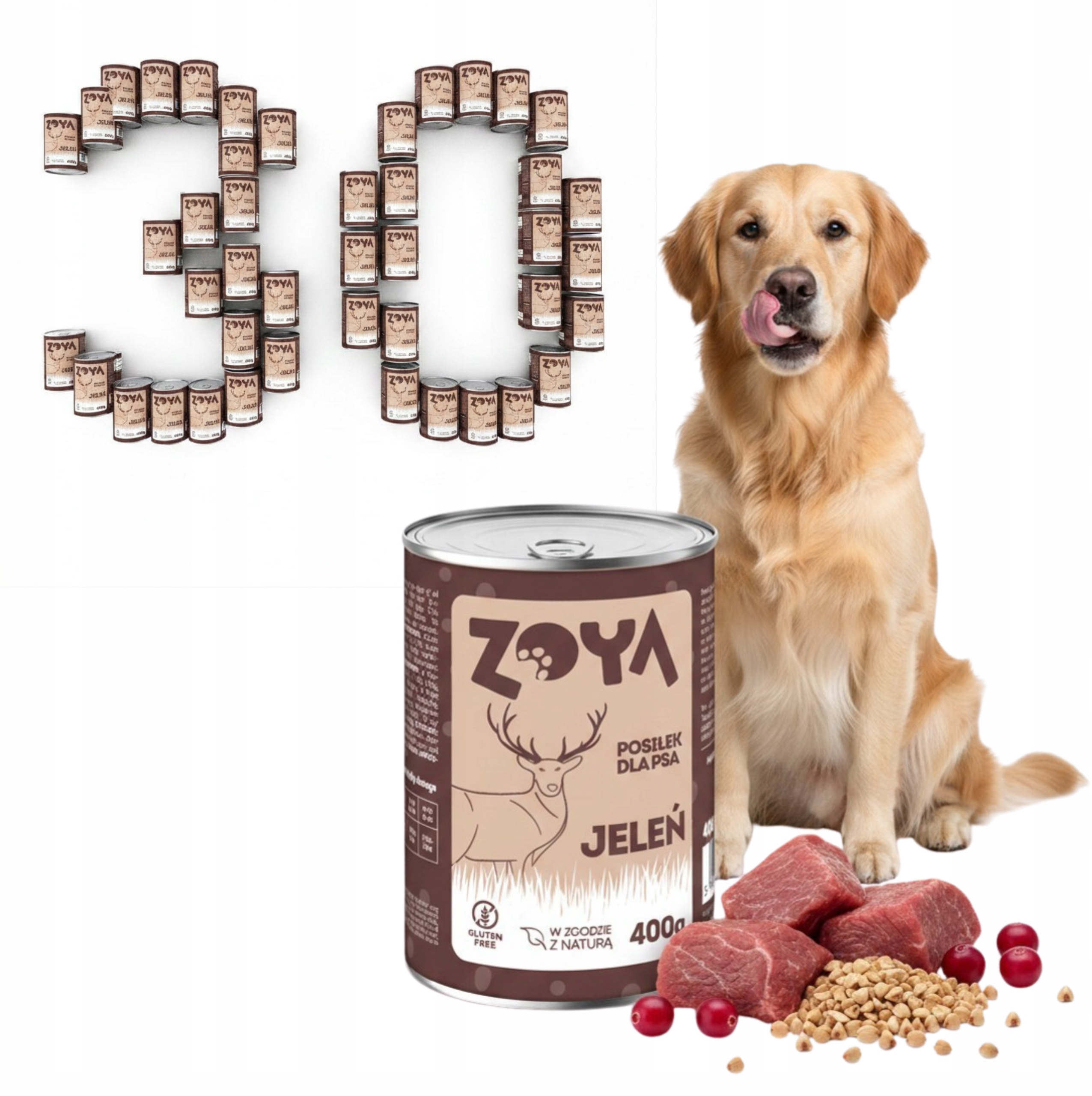 Karma Mokra Dla Psa W Puszce Jeleń 400G Monoproteinowa Zoya Zestaw 30 Sztuk