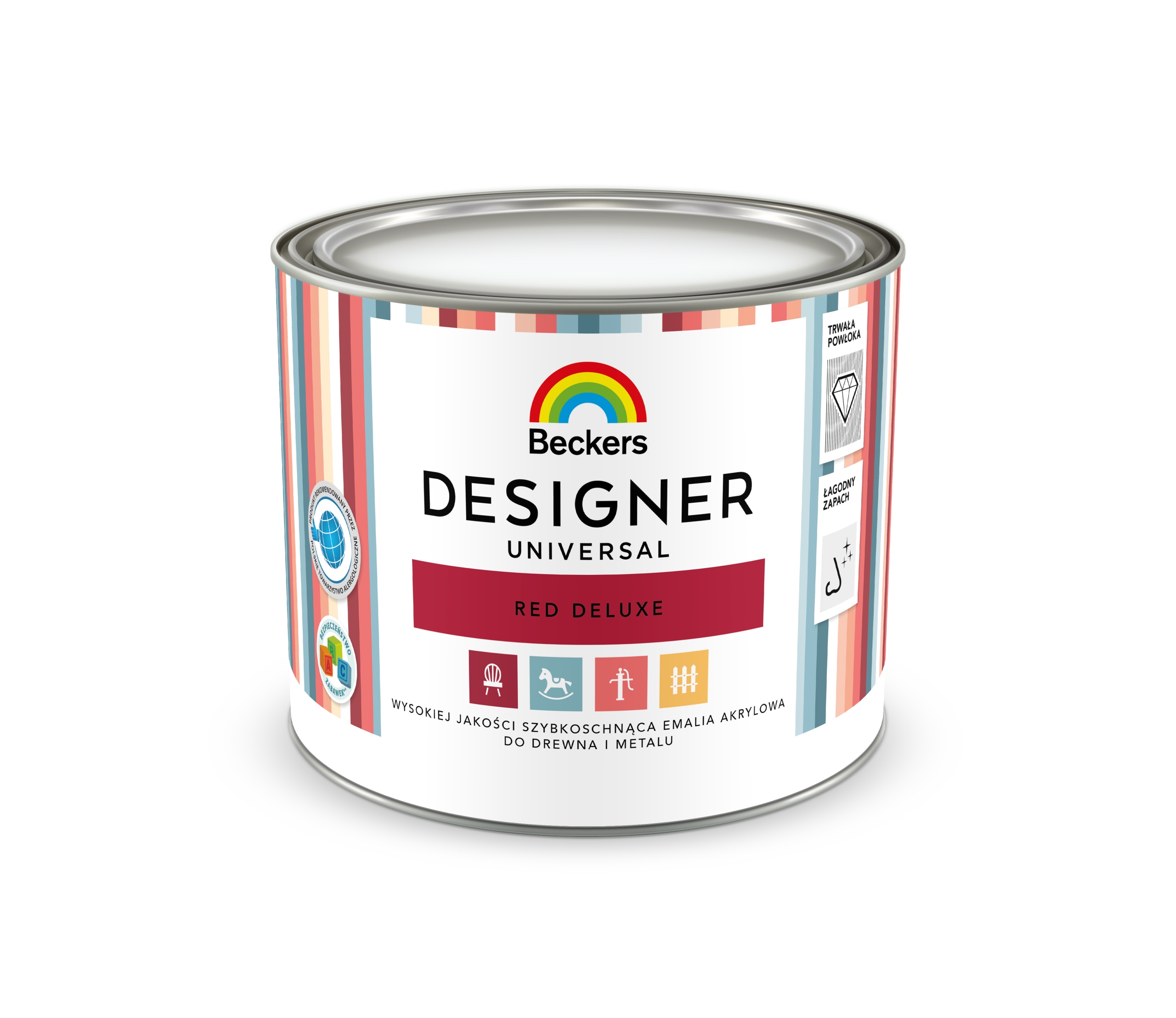 Beckers Designer Universal Emalia do drewna UNIWERSALNA Red Deluxe 0,5l