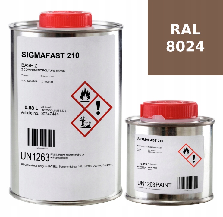 Farba Poliuretanowa Okrętowa Ppg Sigmafast 210 hs 1l ral 8024 brązowy