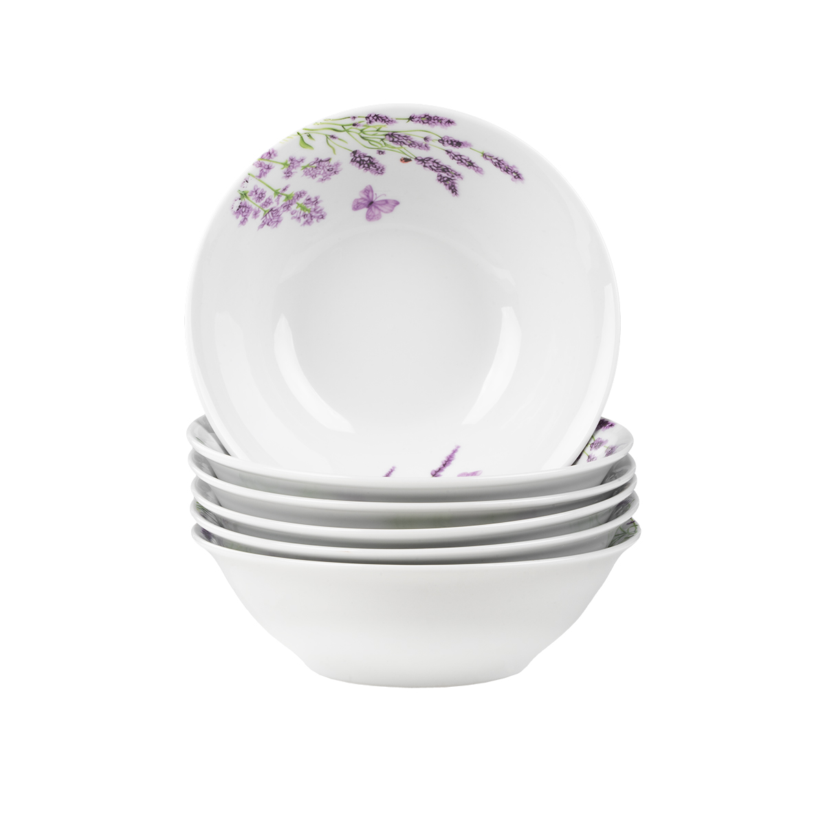 SERWIS OBIADOWY 6 OSÓB KOMPLET TALERZY BIAŁYCH PORCELANA 18 CZĘŚCI LAWENDA Liczba elementów w zestawie 18