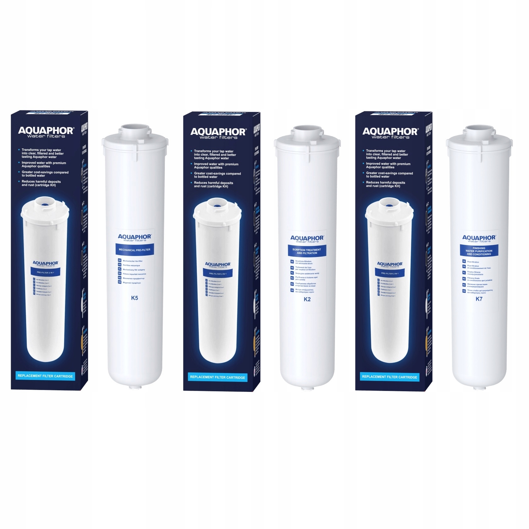 Aquaphor zestaw wkładów wymiennych K5 K2 K7 do filtra wody kryształ A