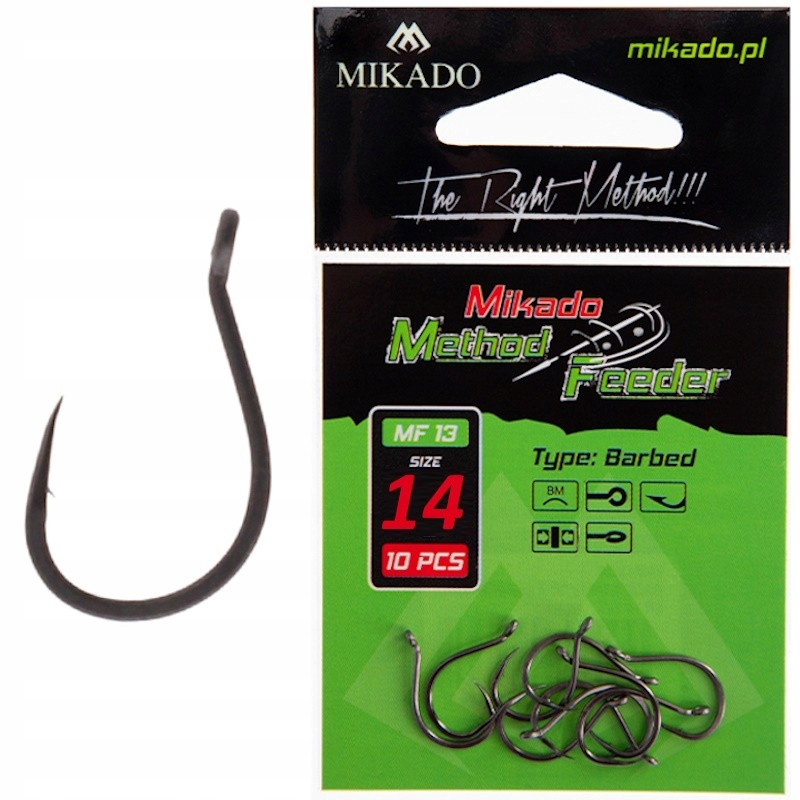 Haczyki Mikado Method Feeder13 Nr 14 Z Zadziorem op.10szt. Z Oczkiem