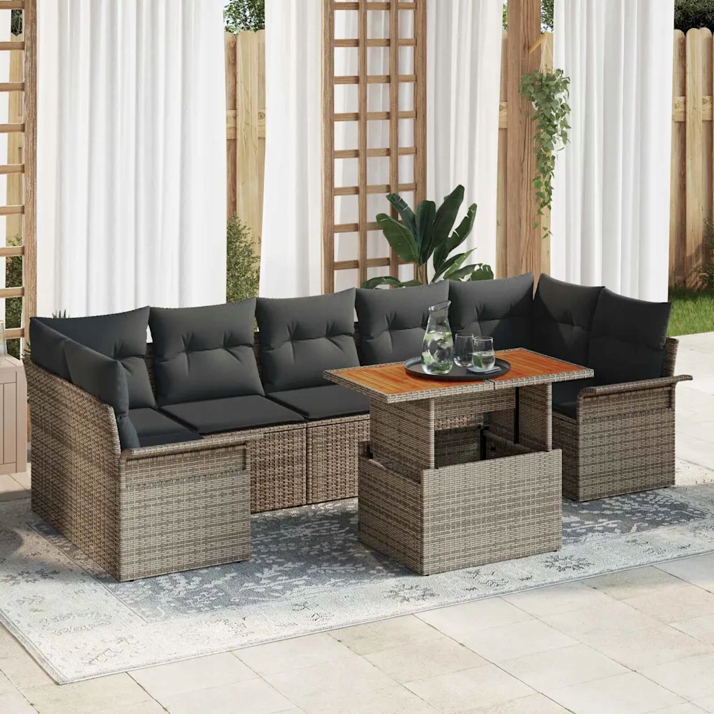 Sada zahradních pohovek s polštářem 8 pcs Šedá 100 x 55 x 73 cm Šedá 334929