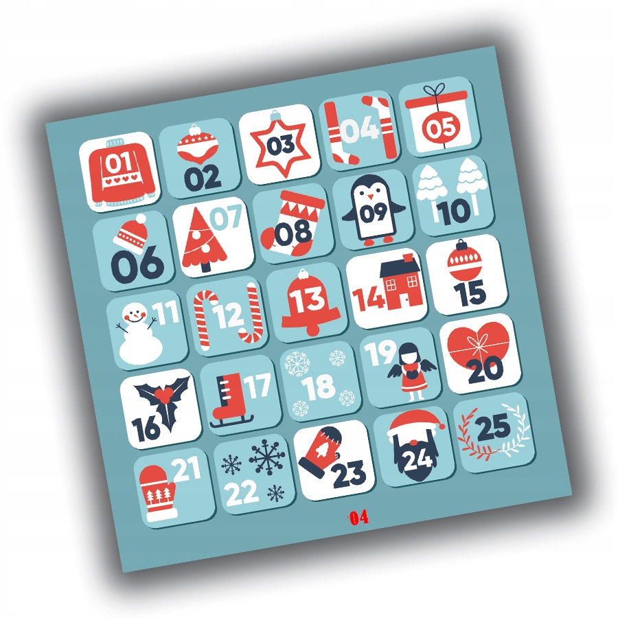 NAKLEJKI ŚWIĄTECZNE KALENDARZ ADWENTOWY 04 20x20