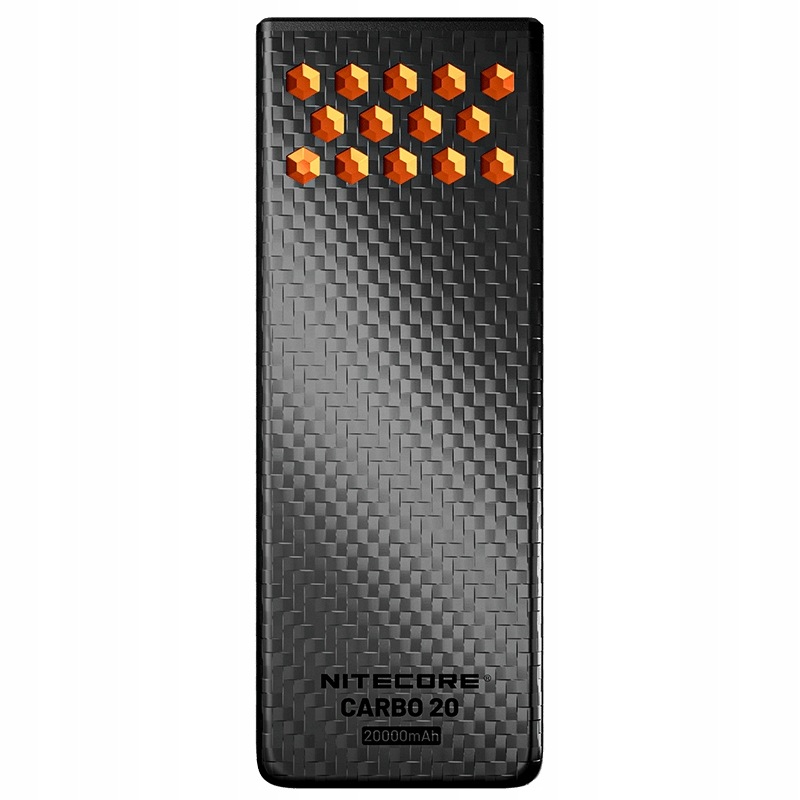Power Bank Nitecore Carbo 20 s Led a Qc 3.0, oranžová, 20000 mAh