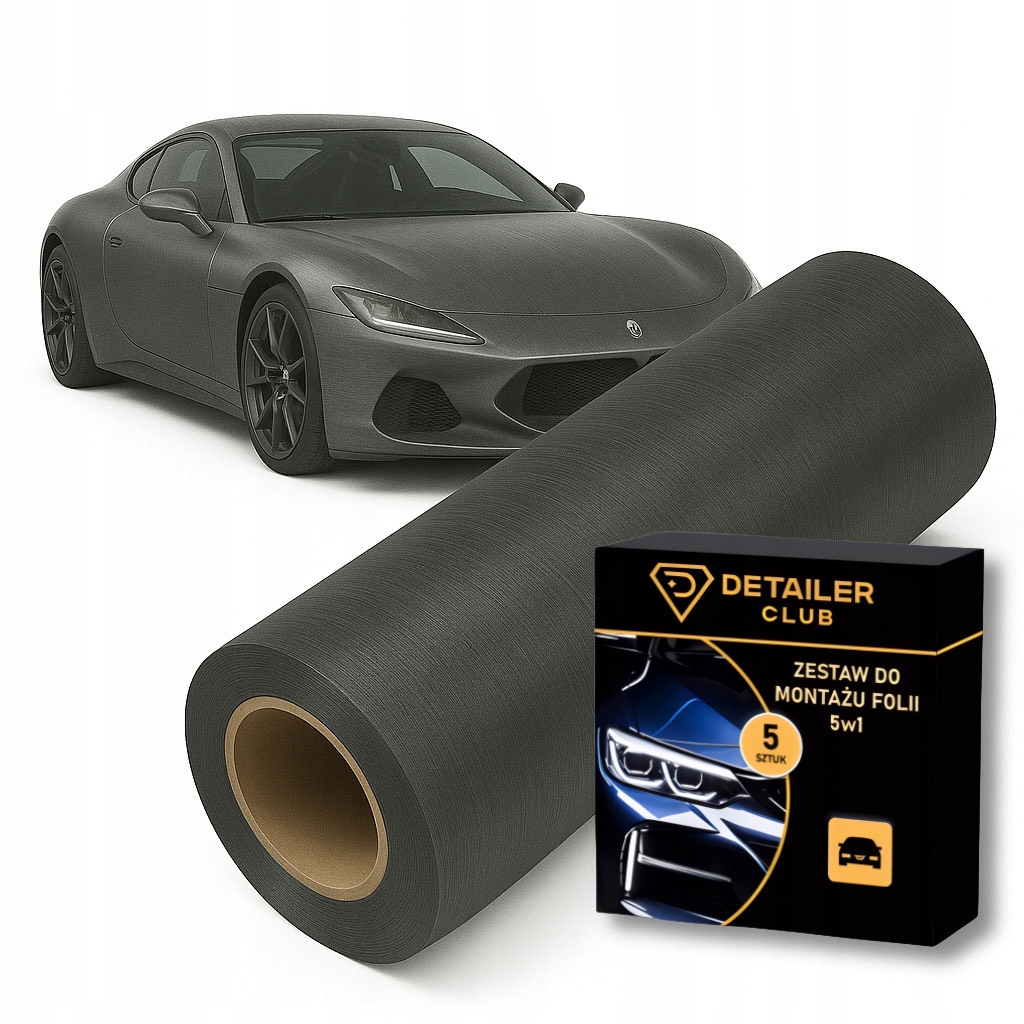 Fólie Dýha do auta z hliníku kartáčovaná tmavě šedá 152 x 350 cm sada