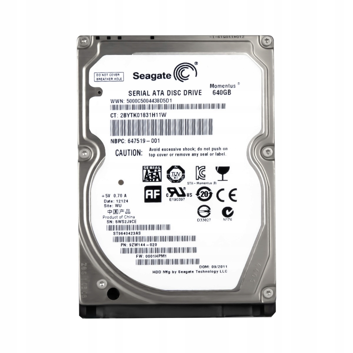 Seagate Moment 640GB 5.4K 16MB Sata II 2.5'' ST9640423AS