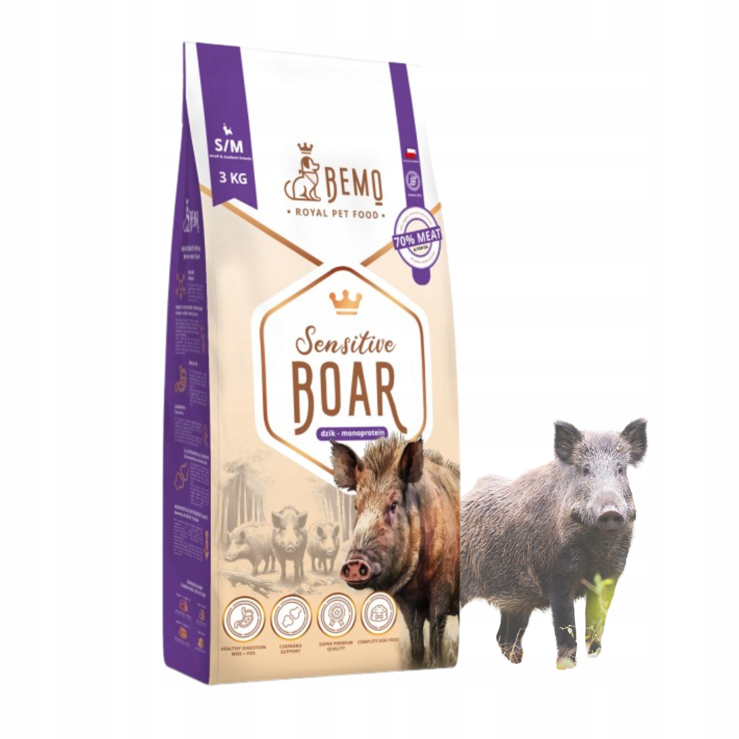 Levně Suché krmivo pro psy Bemo Sensitive Boar 3 kg S/m kančí krmivo se zvěřinou