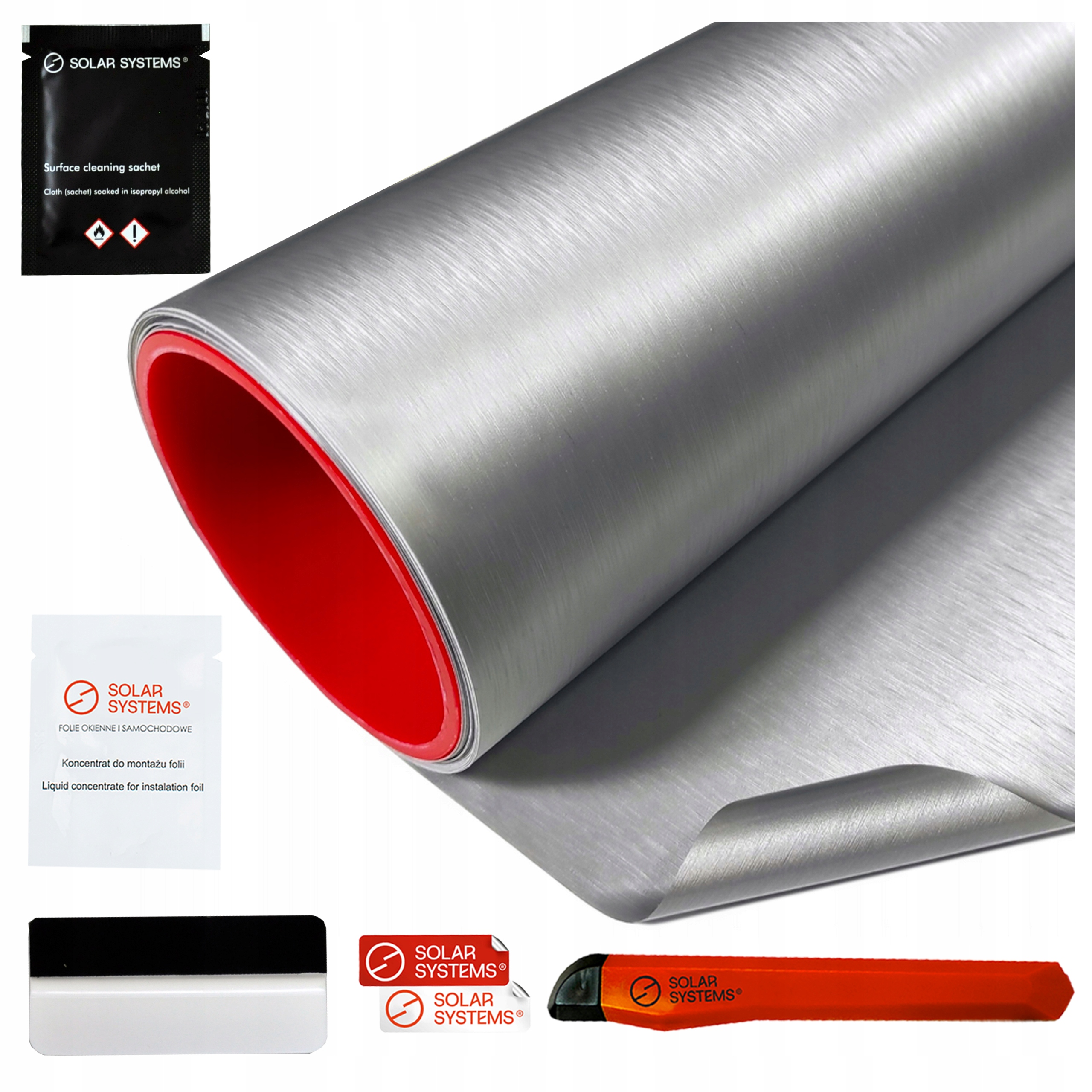 Folia Okleina Do Auta Aluminium Szczotkowane Silver Jasna Szara 152x50cm
