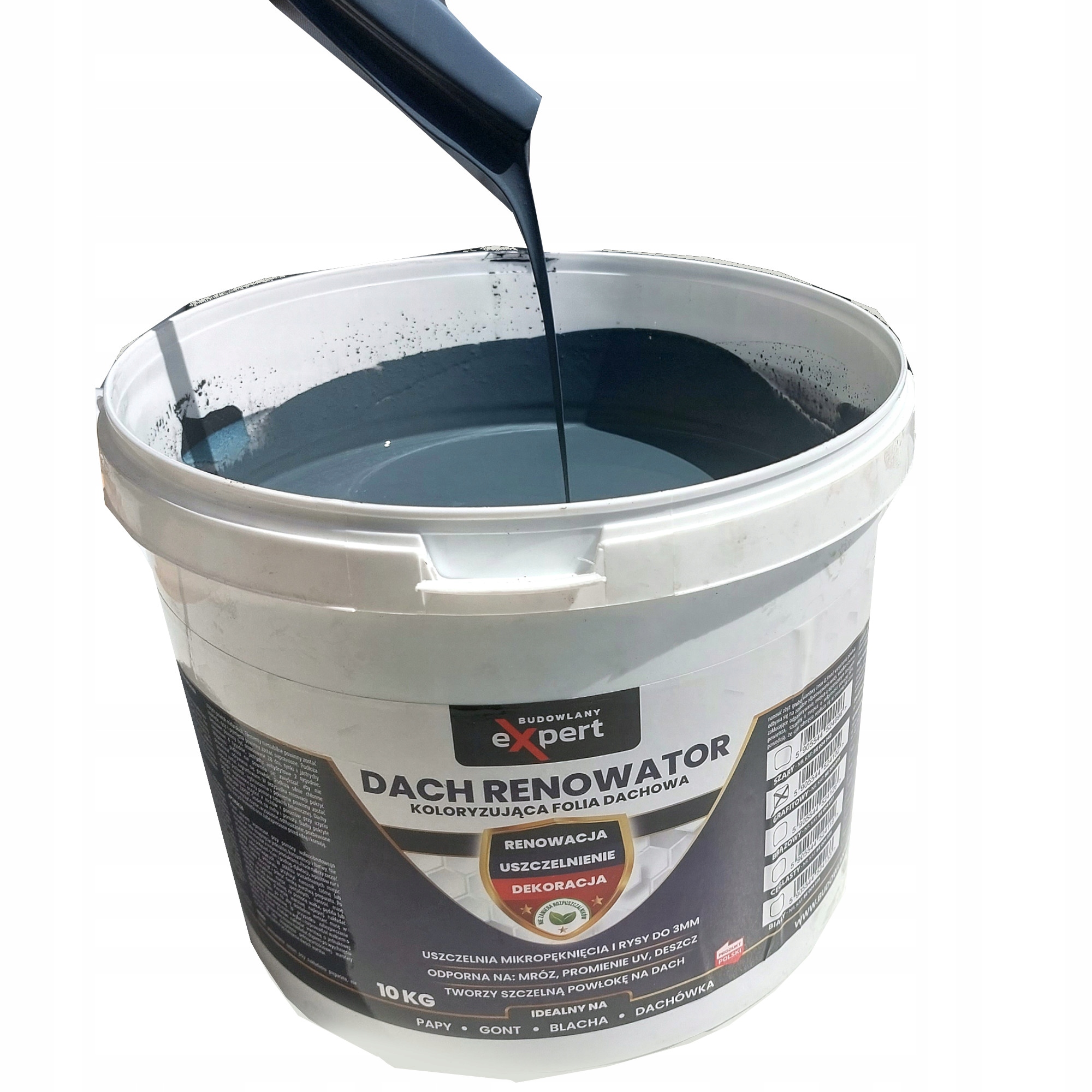 MEMBRANA IZOLACYJNA PAPA W PŁYNIE KOLORYZUJĄCA FOLIA DACHOWA FARBA NA DACH Pojemność 10 l