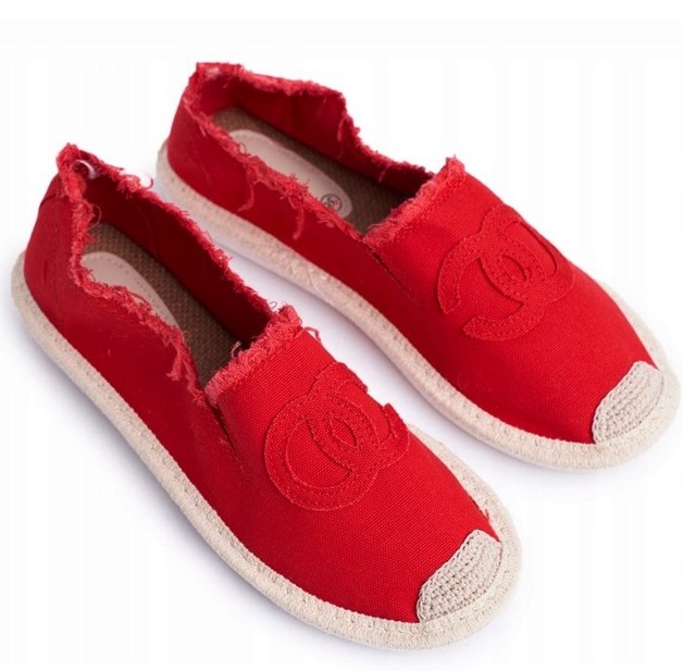 Super wygodne ESPADRYLE DAMSKIE wsuwane Materiałowe Czerwone r38 Model ESPADRYLE DAMSKIE wsuwane Materiałowe